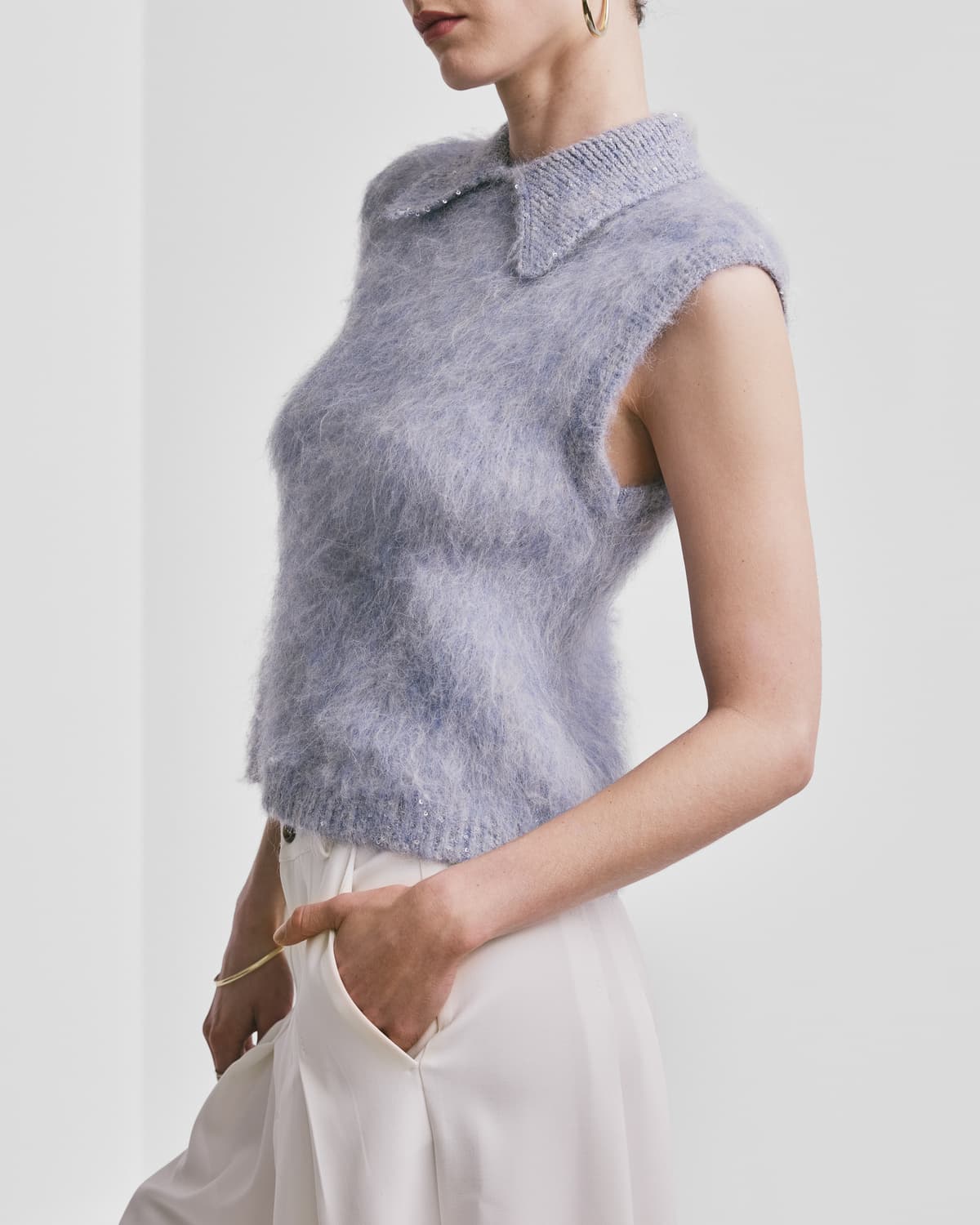 byTiMo | Hairy Knit Vest - Sky Blue