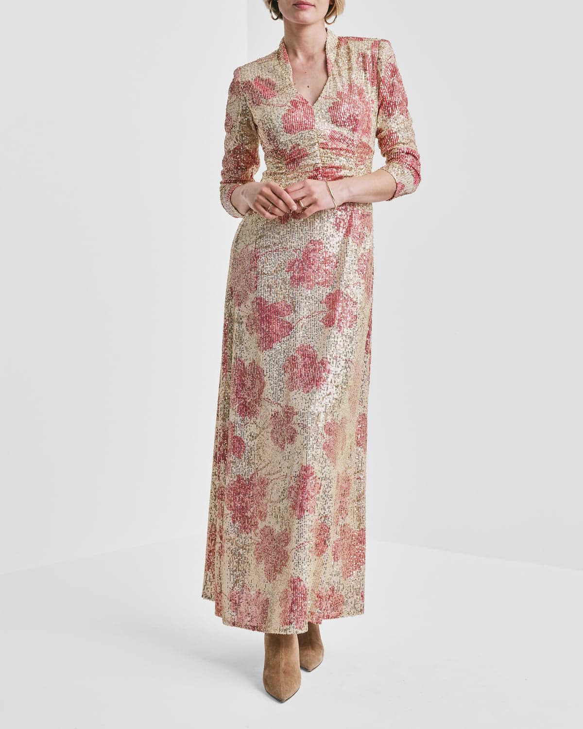 chinese dress ladies byTiMo Women's Pliss Maxi Dress, Dark Rose, Floral, XS at Amazon Women's  Clothing store