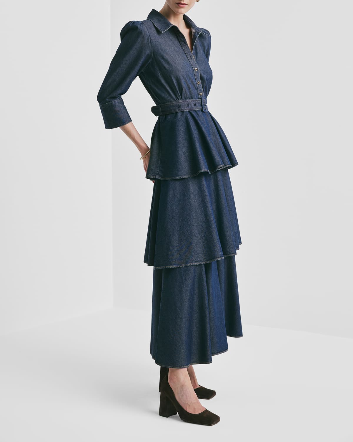byTiMo | Denim Flounce Dress - Dark Blue
