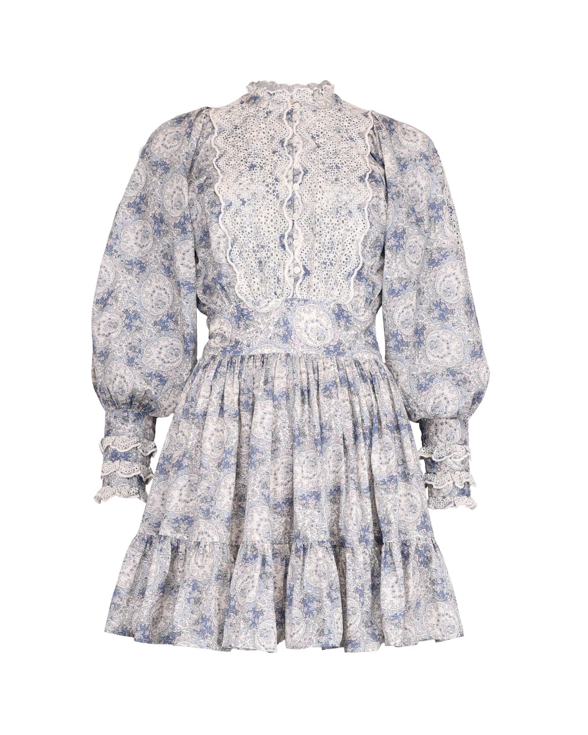 blue paisley mini dress byTiMo | Cotton Slub x neck sequin dress Discover the JOY JOY SIZE:XS Premium | Blue Cheese