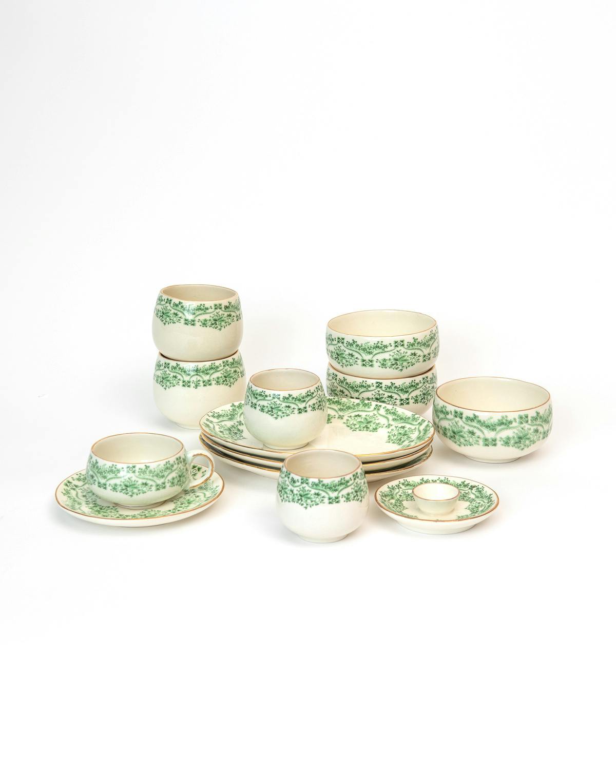 Coffee Cup and Sauser, Green Lace. Image #4