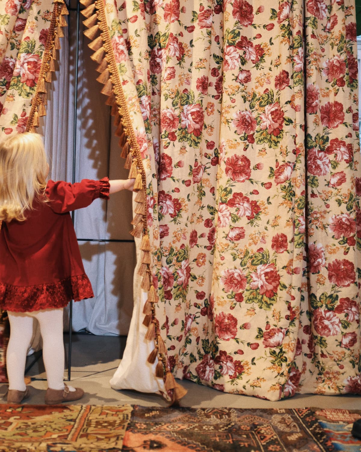 Baby Cord Button Down Dress, Burgundy (6-8 years). Image #3