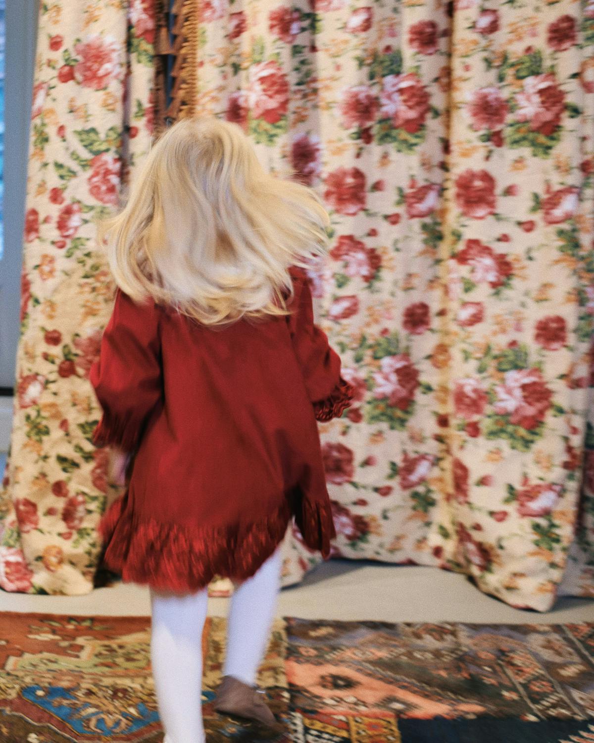 Baby Cord Button Down Dress, Burgundy (6-8 years). Image #4