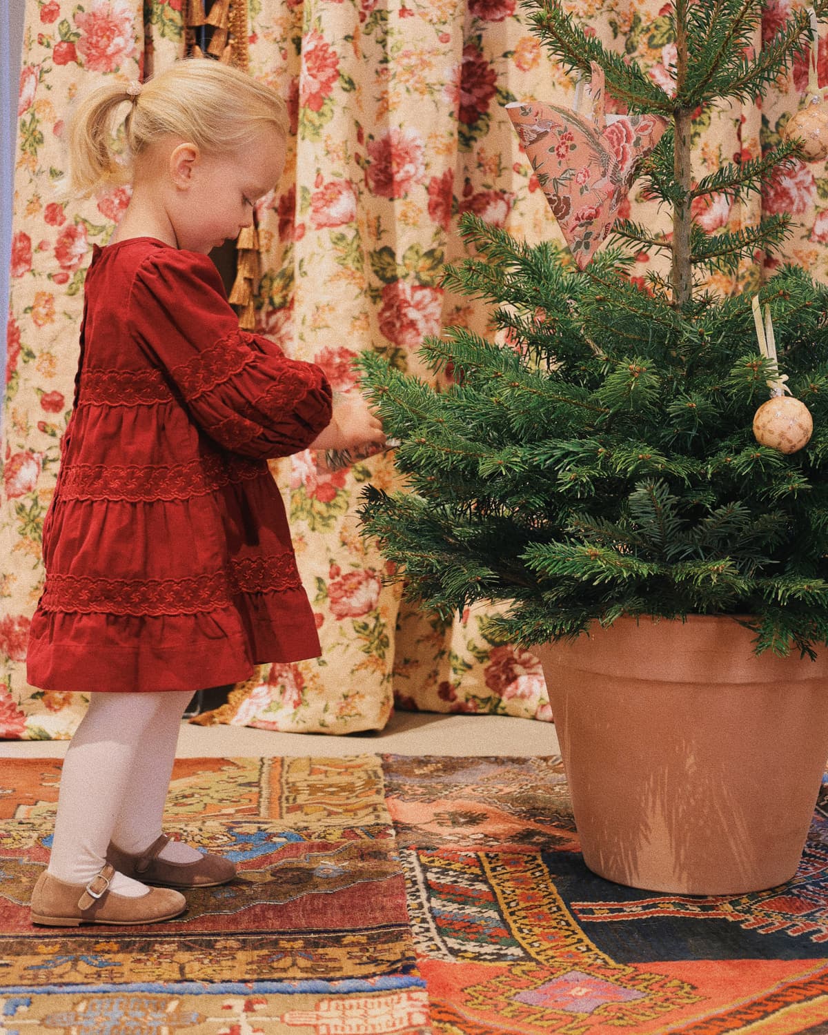 Baby Cord Shift Dress, Burgundy (6-8 years). Image #2