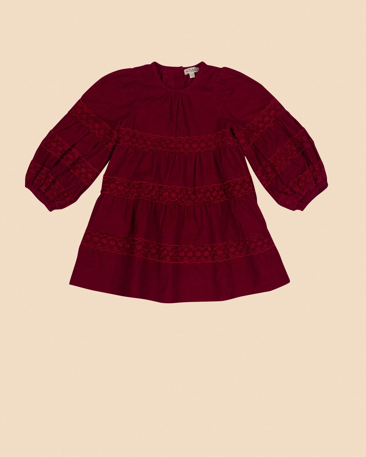 Baby Cord Shift Dress, Burgundy (6-8 years). Image #1