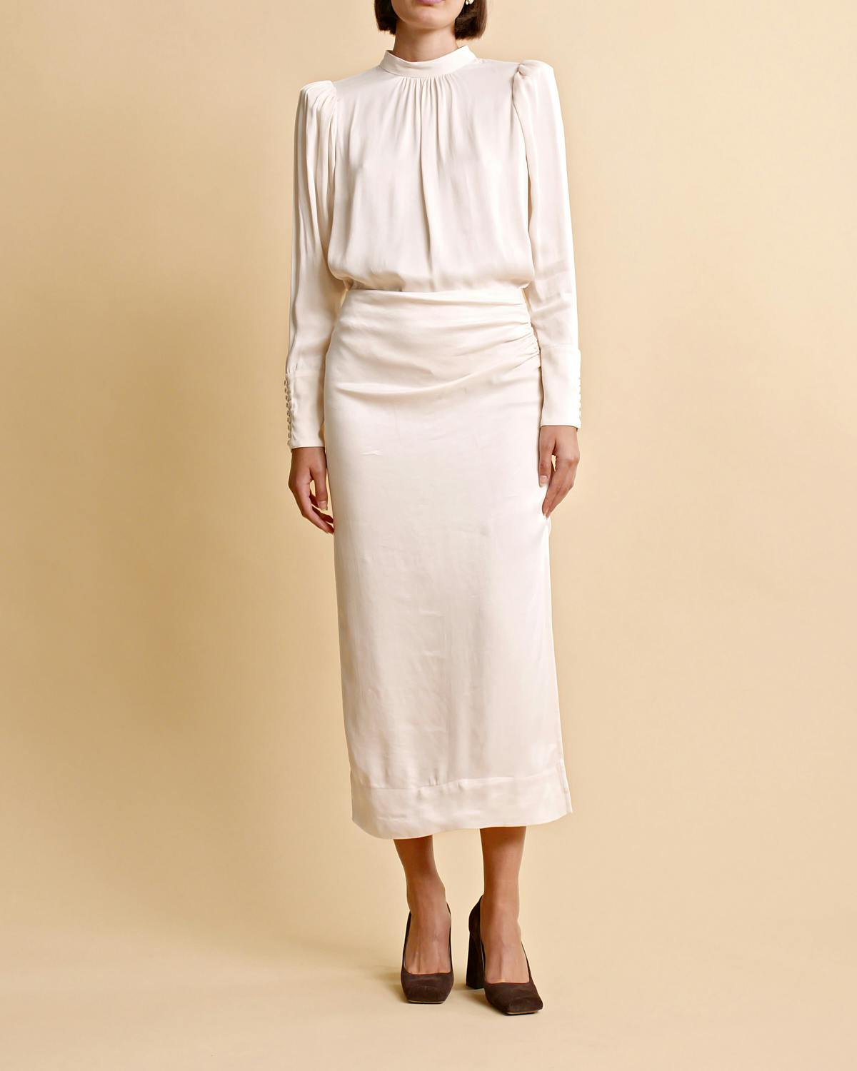 Crépe Satin Skirt, Off White. Image #5