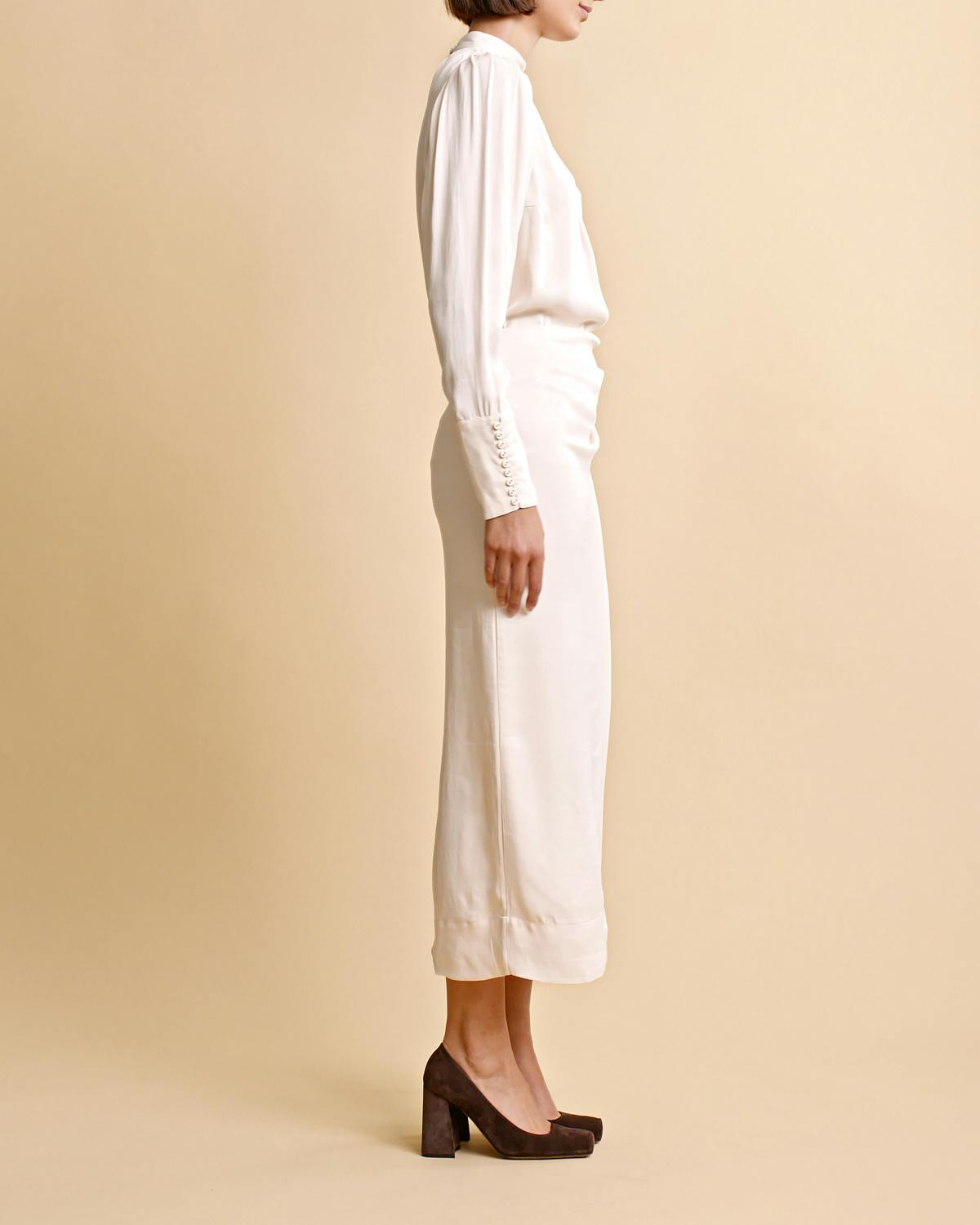 Crépe Satin Skirt, Off White. Image #7
