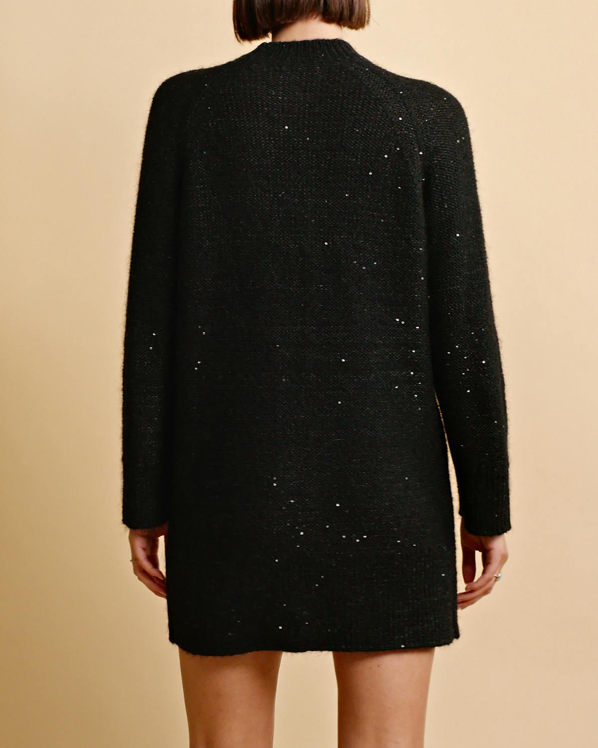 Glitter Knit Dress, Black. Image #8