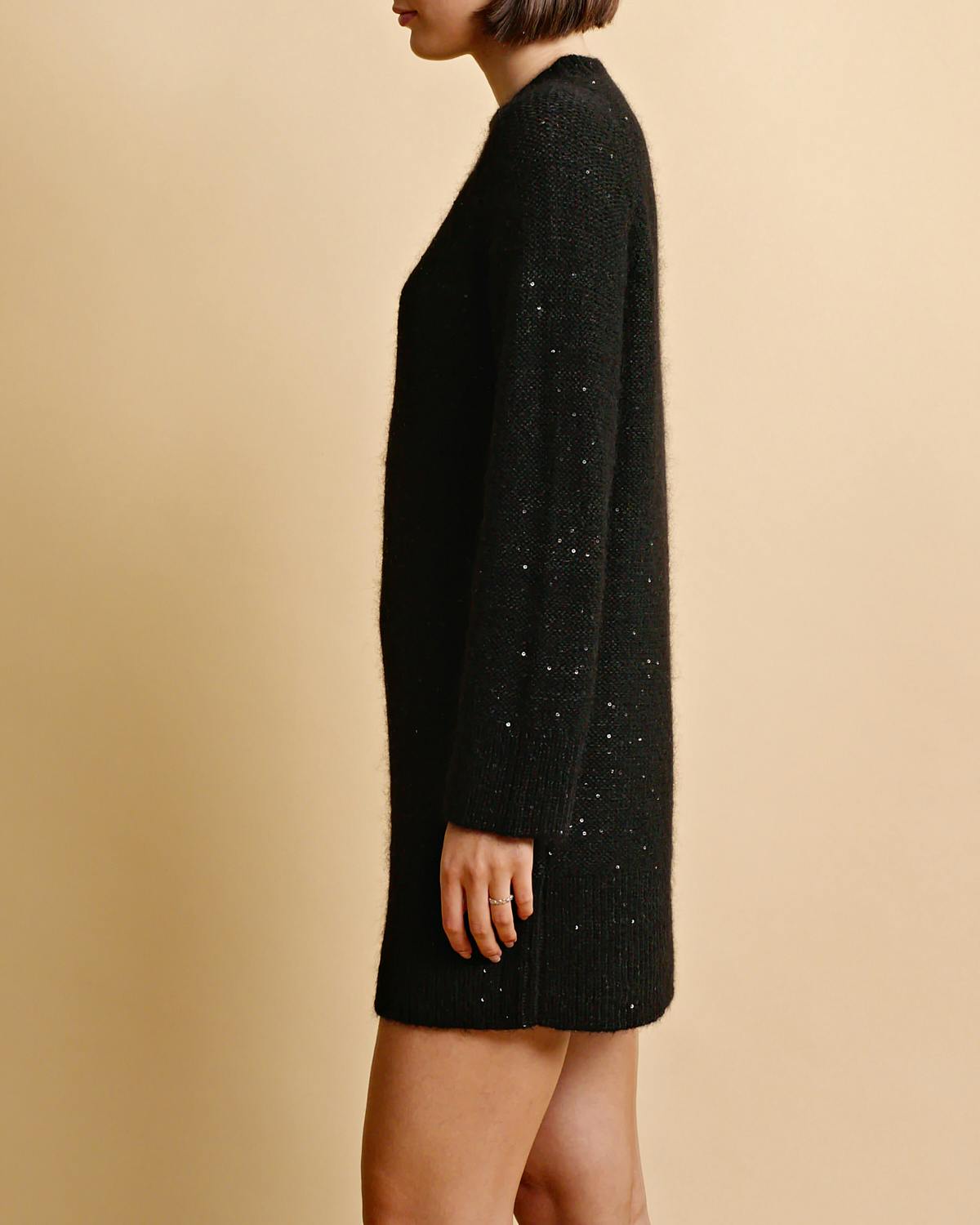 Glitter Knit Dress, Black. Image #6