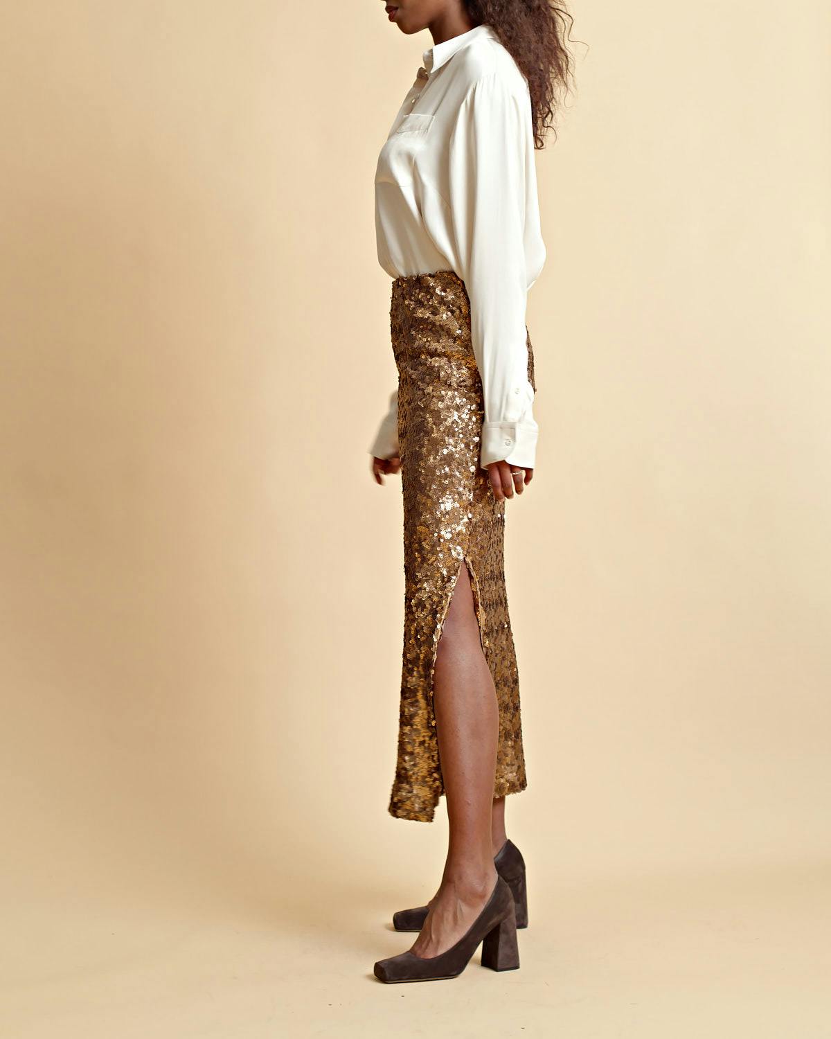 Sequins Skirt, Golden. Image #5