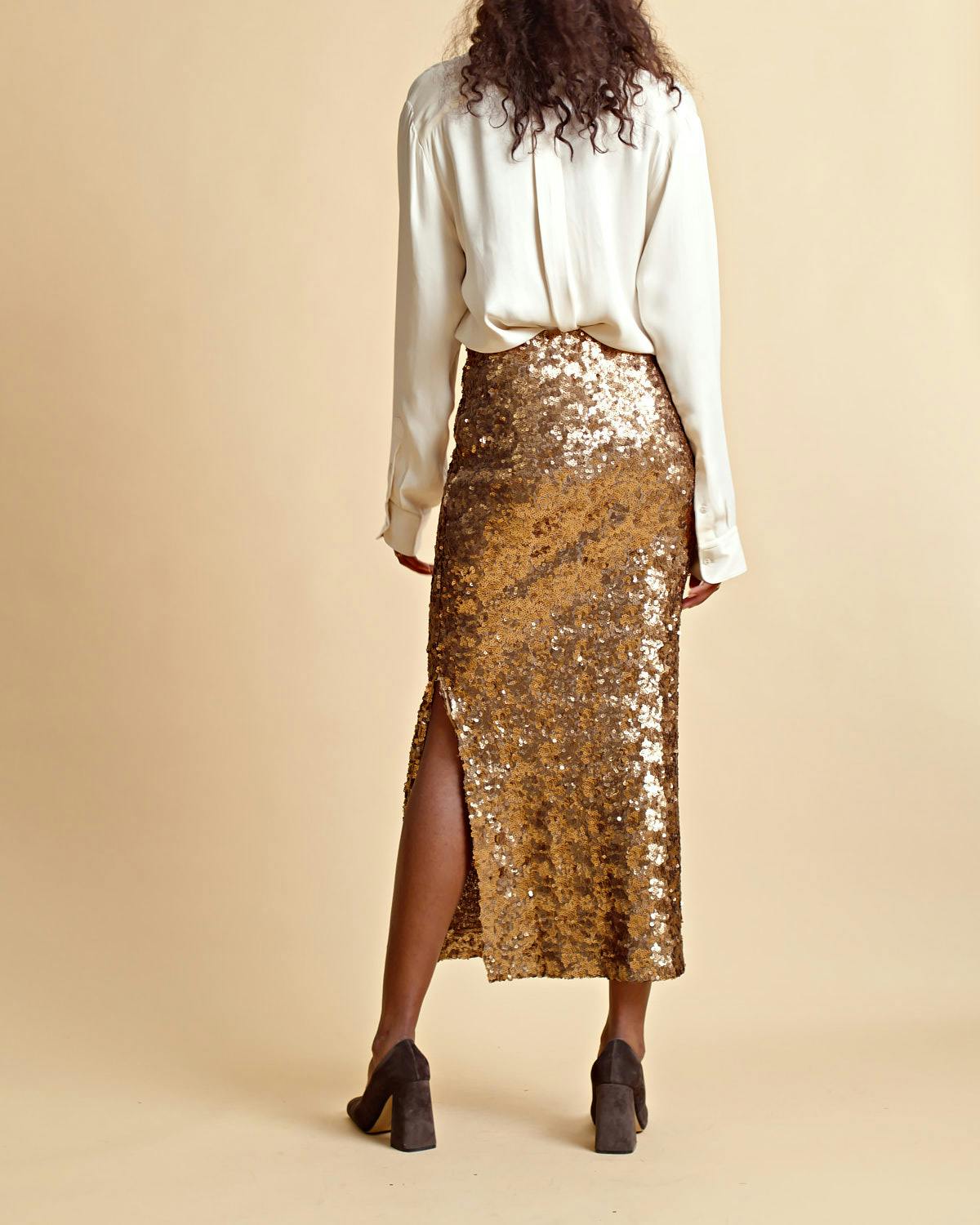 Sequins Skirt, Golden. Image #8