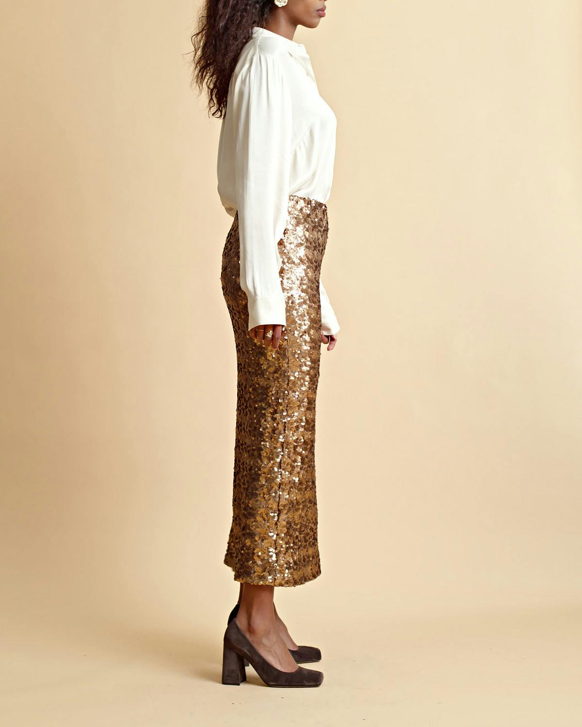 Sequins Skirt, Golden. Image #6