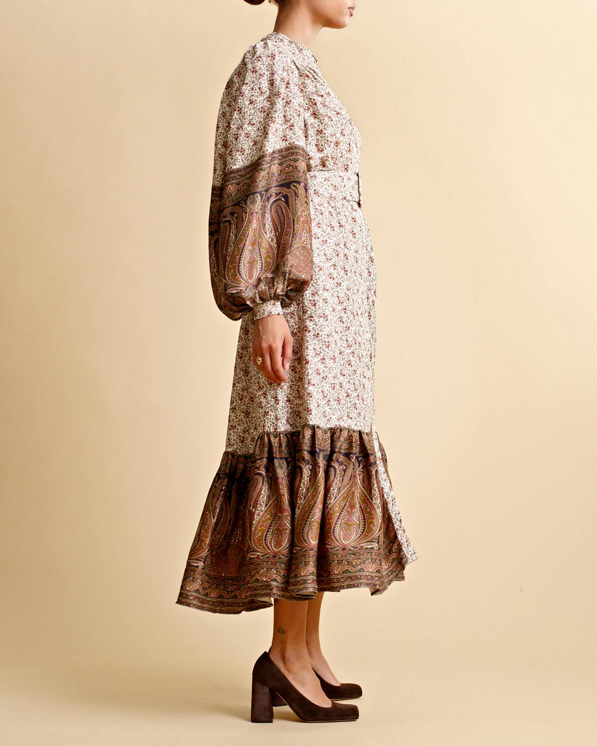 Crépe Satin Midi Dress, Vintage paisley. Image #3
