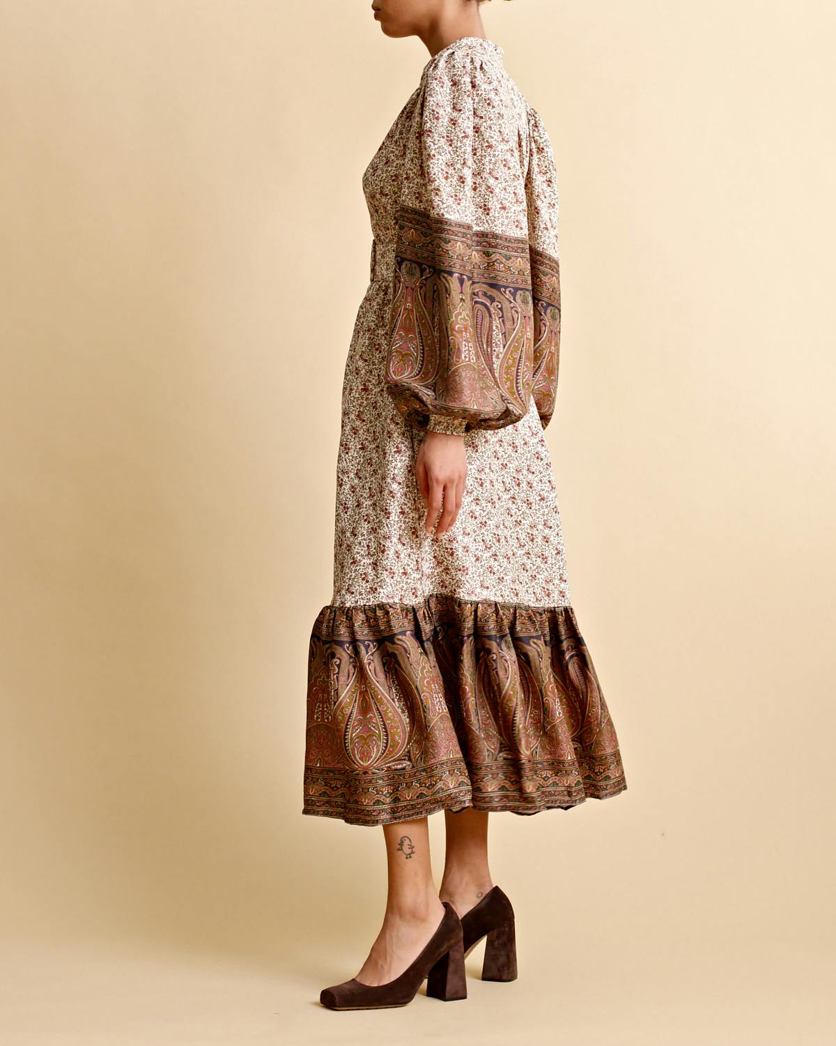 Crépe Satin Midi Dress, Vintage paisley. Image #4