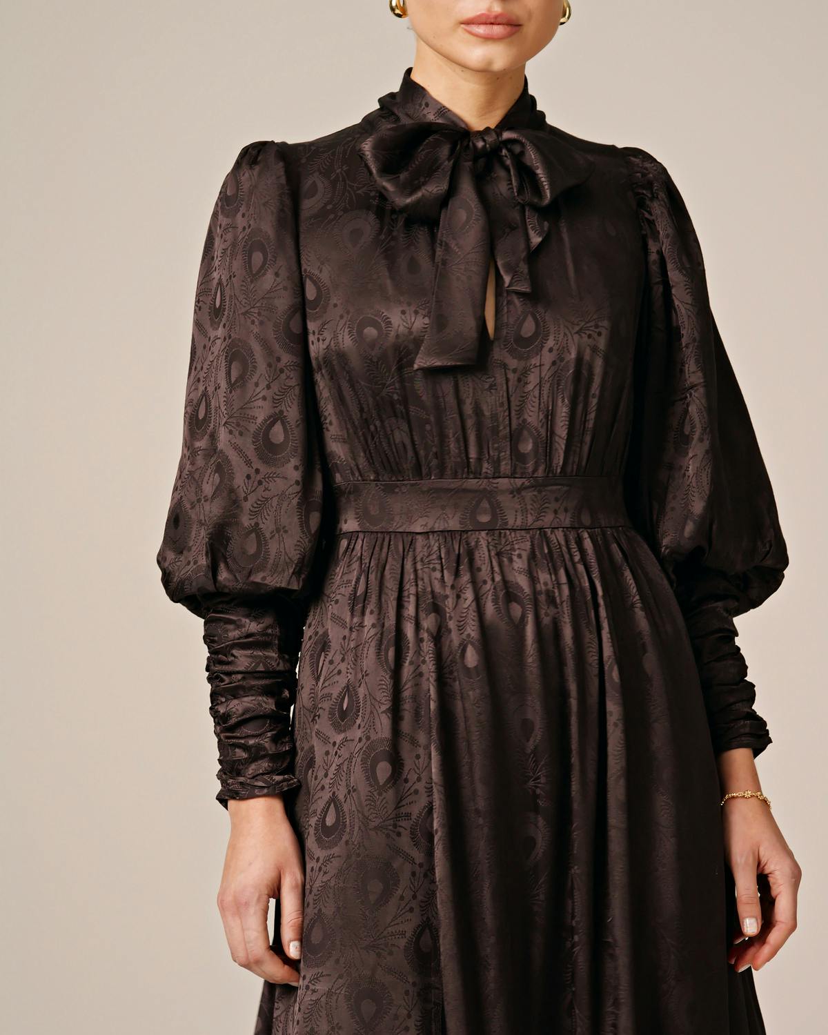Jacquard Midi Dress, Black. Image #6