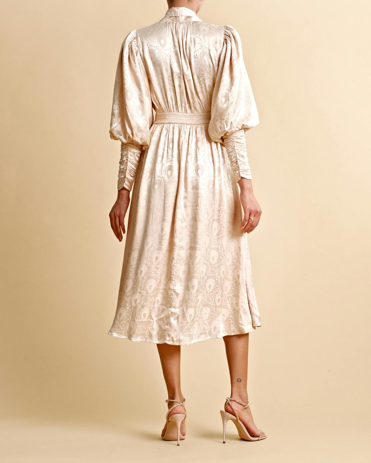 Jacquard Midi Dress, Beige. Image #5