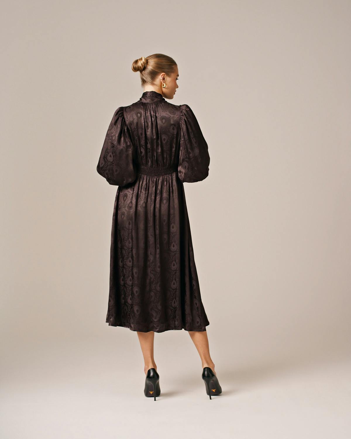 Jacquard Midi Dress, Black. Image #3