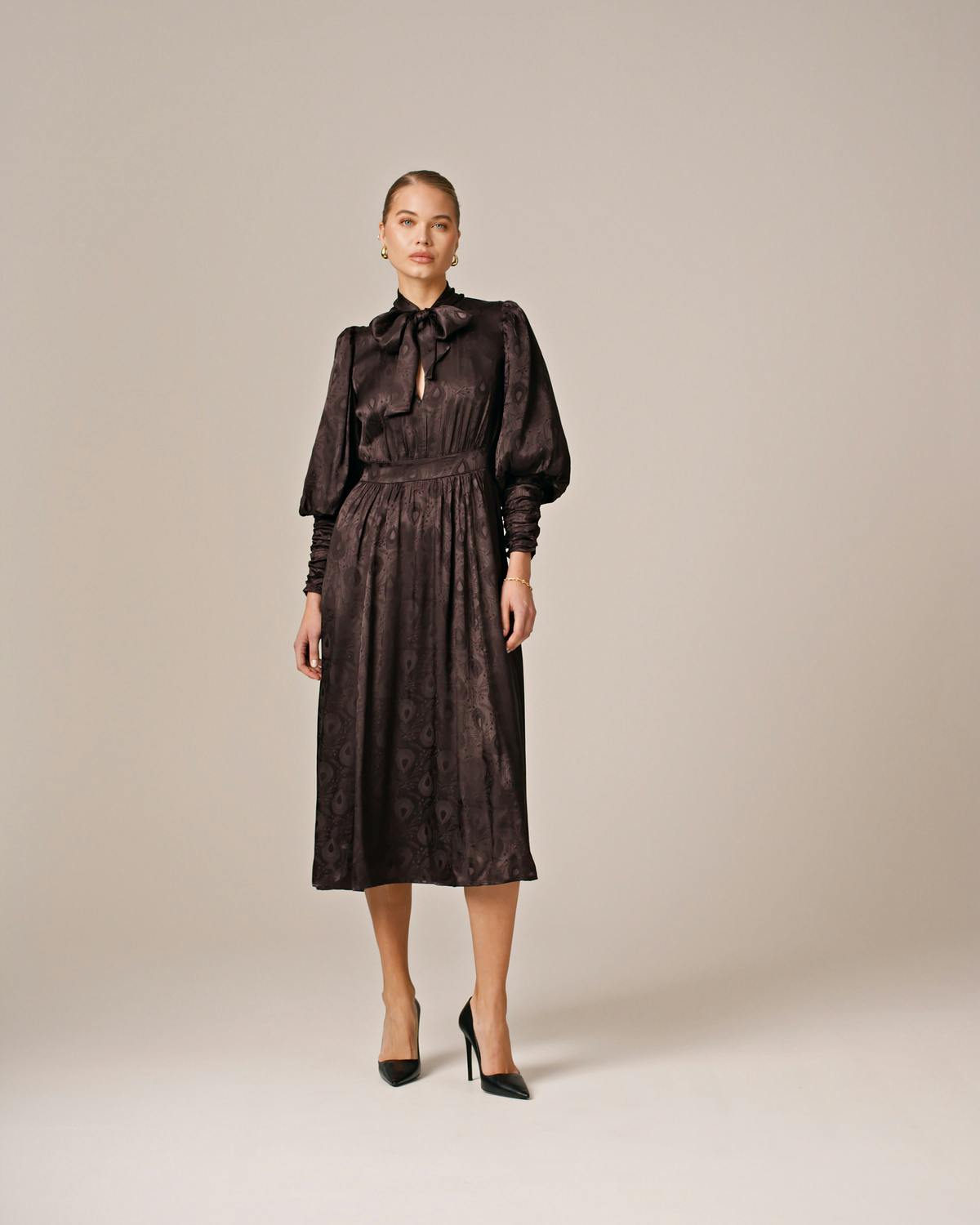 Jacquard Midi Dress, Black. Image #5