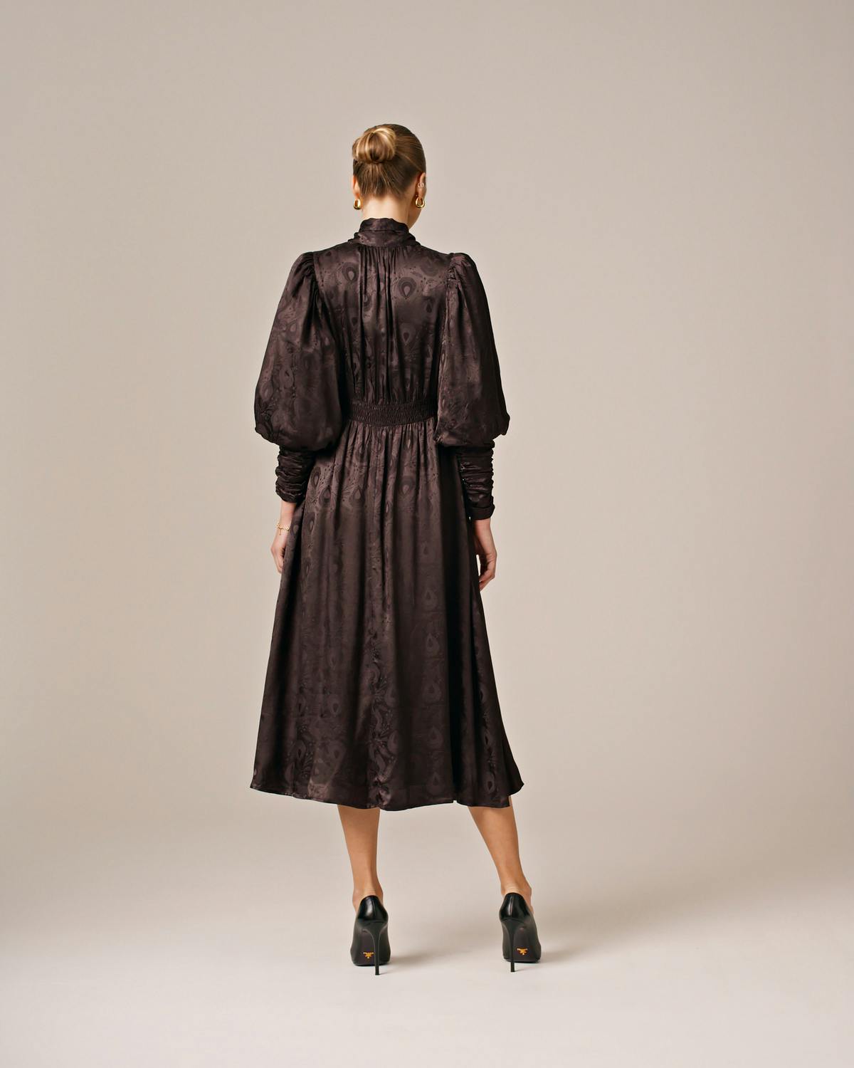 Jacquard Midi Dress, Black. Image #4