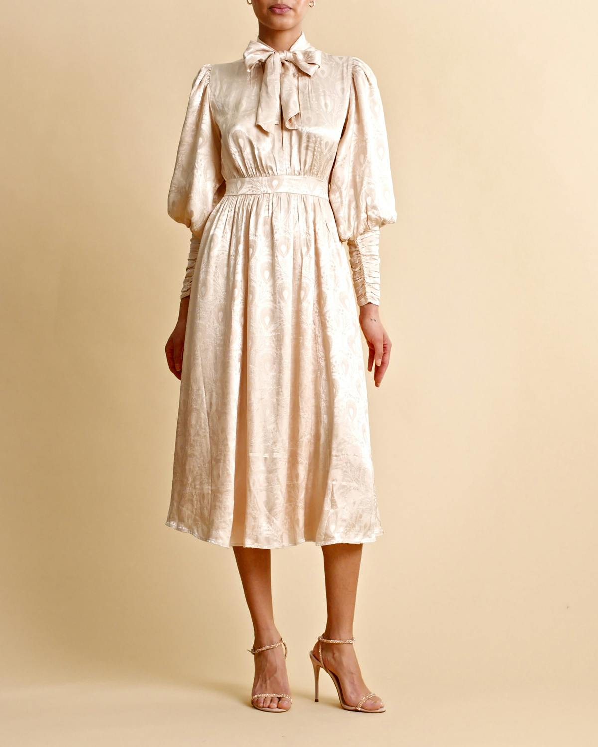Jacquard Midi Dress, Beige. Image #1