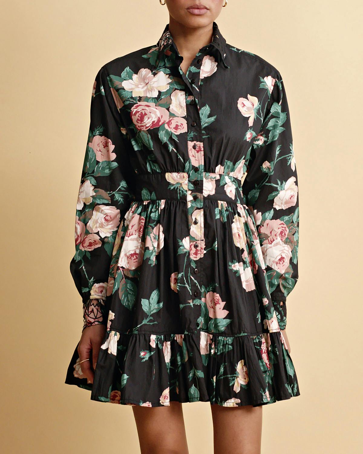 Poplin Mini dress, Midnight Roses. Image #1