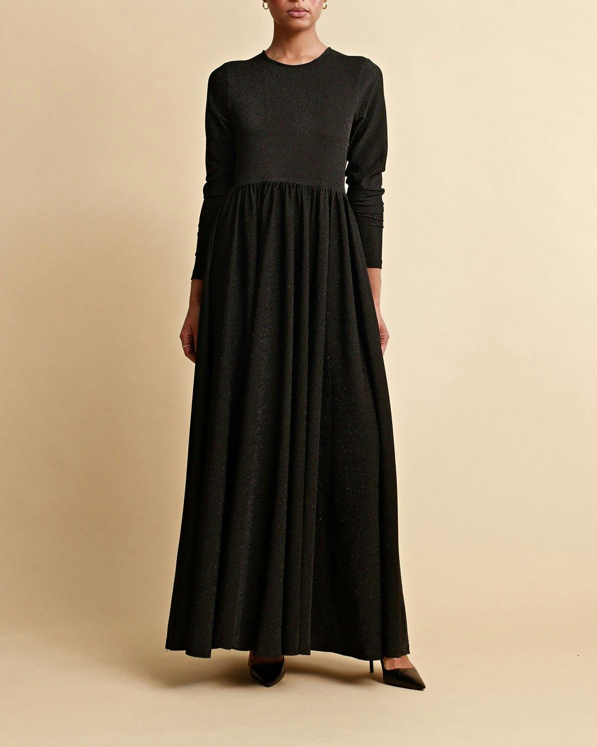 Glitter Jersey Maxi Dress, Black. Image #2
