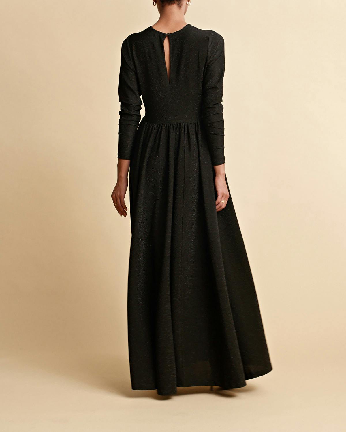 Glitter Jersey Maxi Dress, Black. Image #5