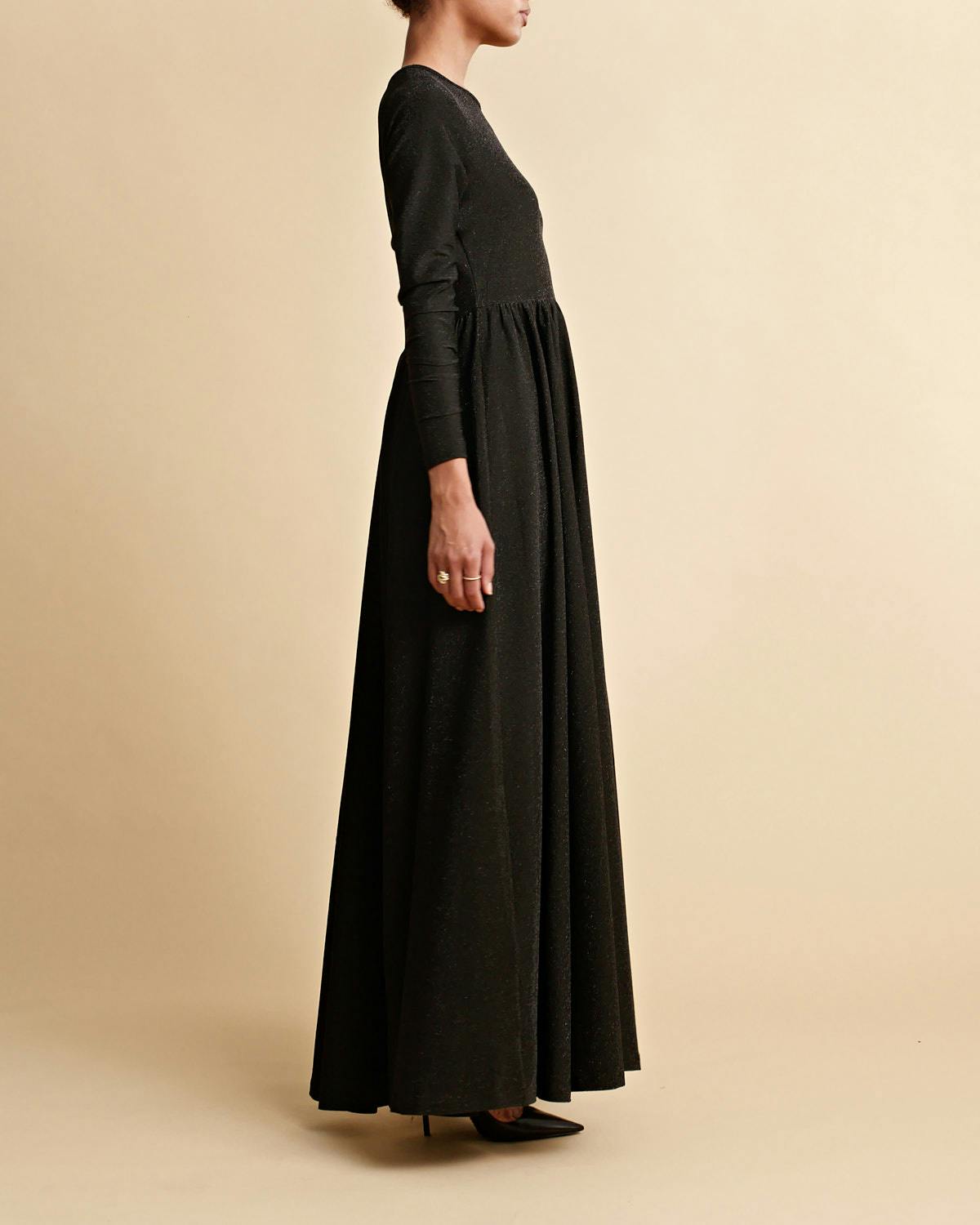Glitter Jersey Maxi Dress, Black. Image #4