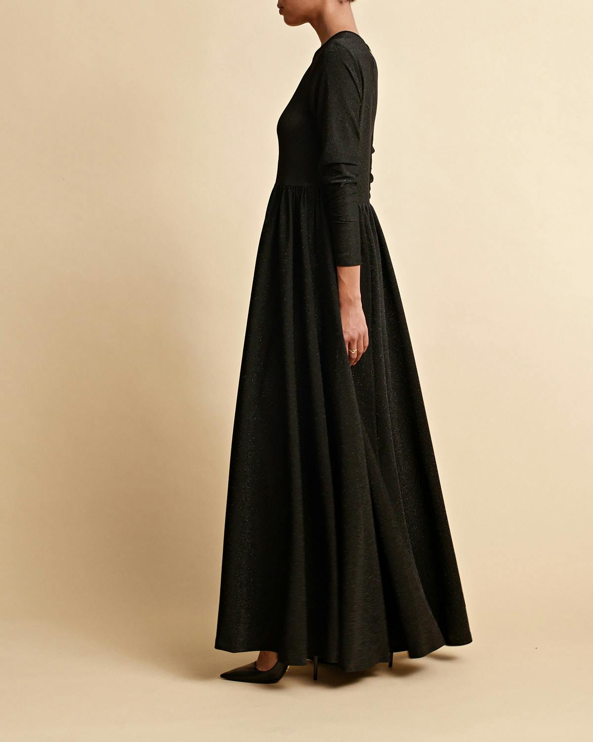 Glitter Jersey Maxi Dress, Black. Image #3