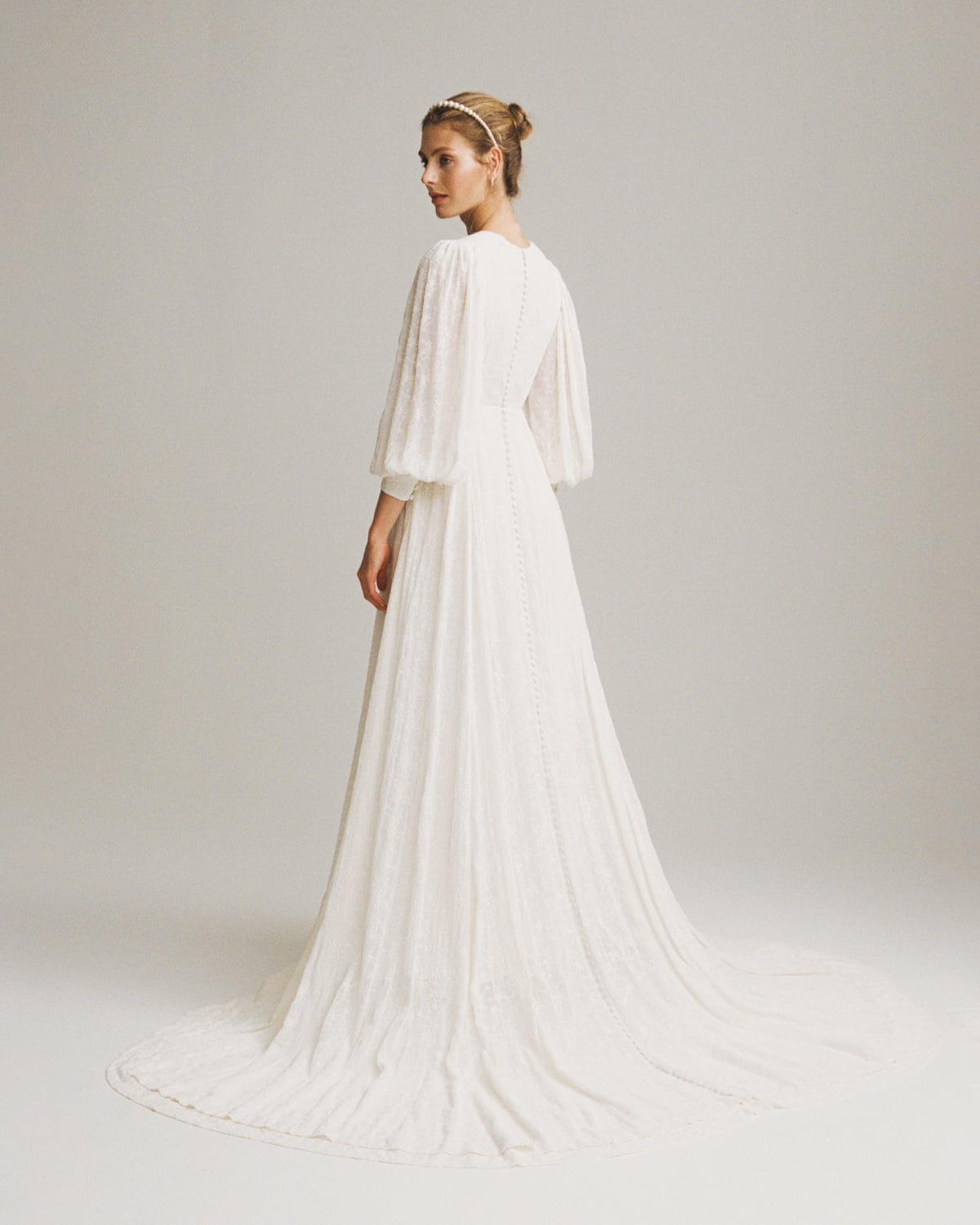 The Embroidered Georgette Gown, Vintage White. Image #1