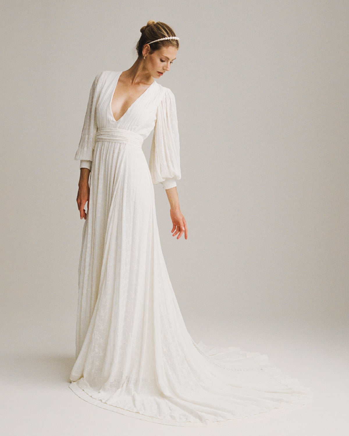 The Embroidered Georgette Gown, Vintage White. Image #2