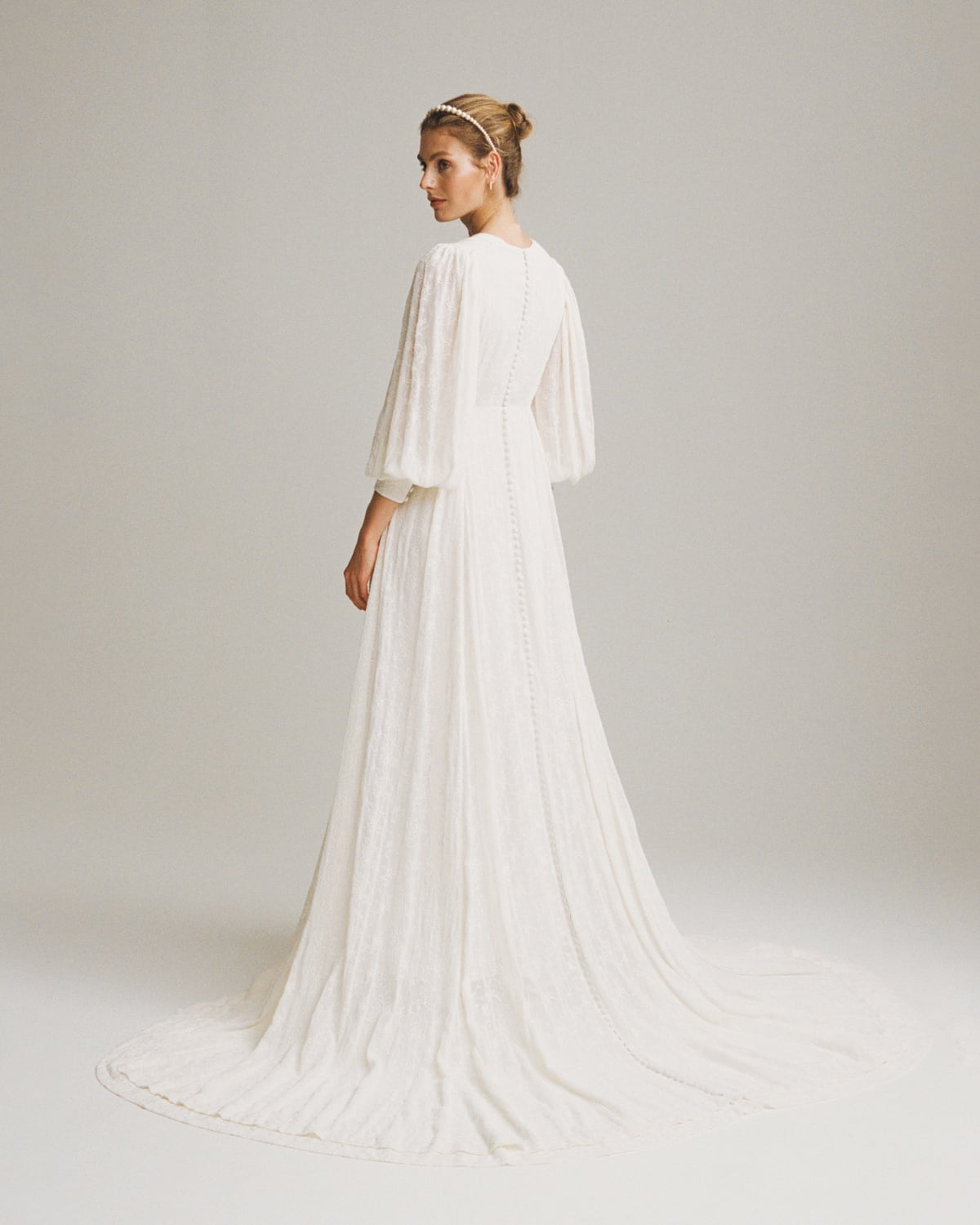 The Embroidered Georgette Gown, Vintage White. Image #3