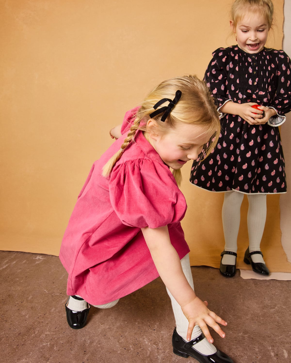 Baby Cord Collar Dress, Raspberry. Image #5