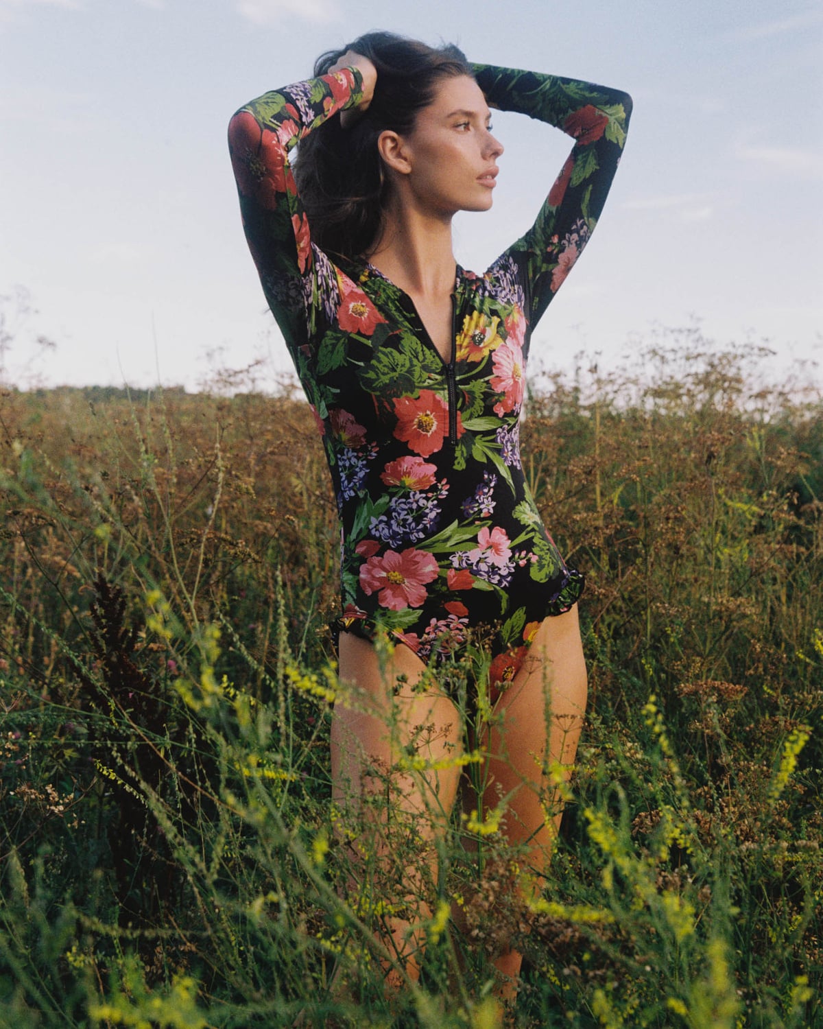 Long Sleeve Swimsuit, Midnight Bloom. Image #1