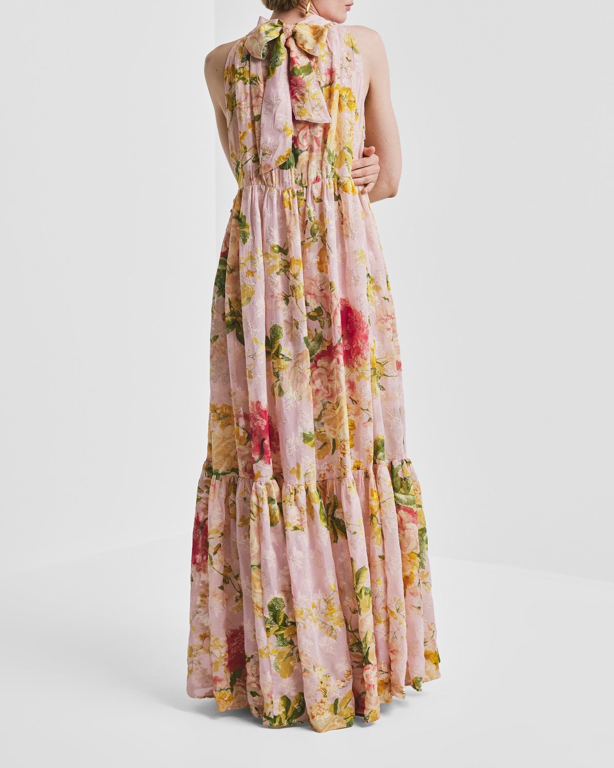 Georgette Halterneck Dress, Blush Flowers. Image #5