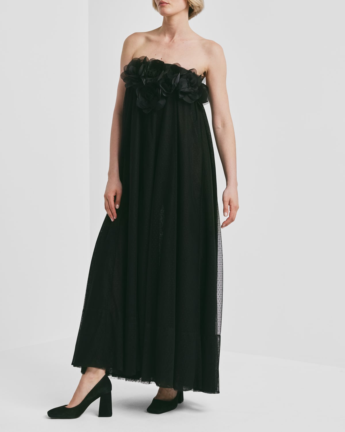 Tulle Decorated Dress, Black. Image #3