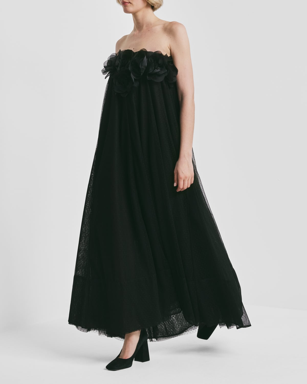 Tulle Decorated Dress, Black. Image #2