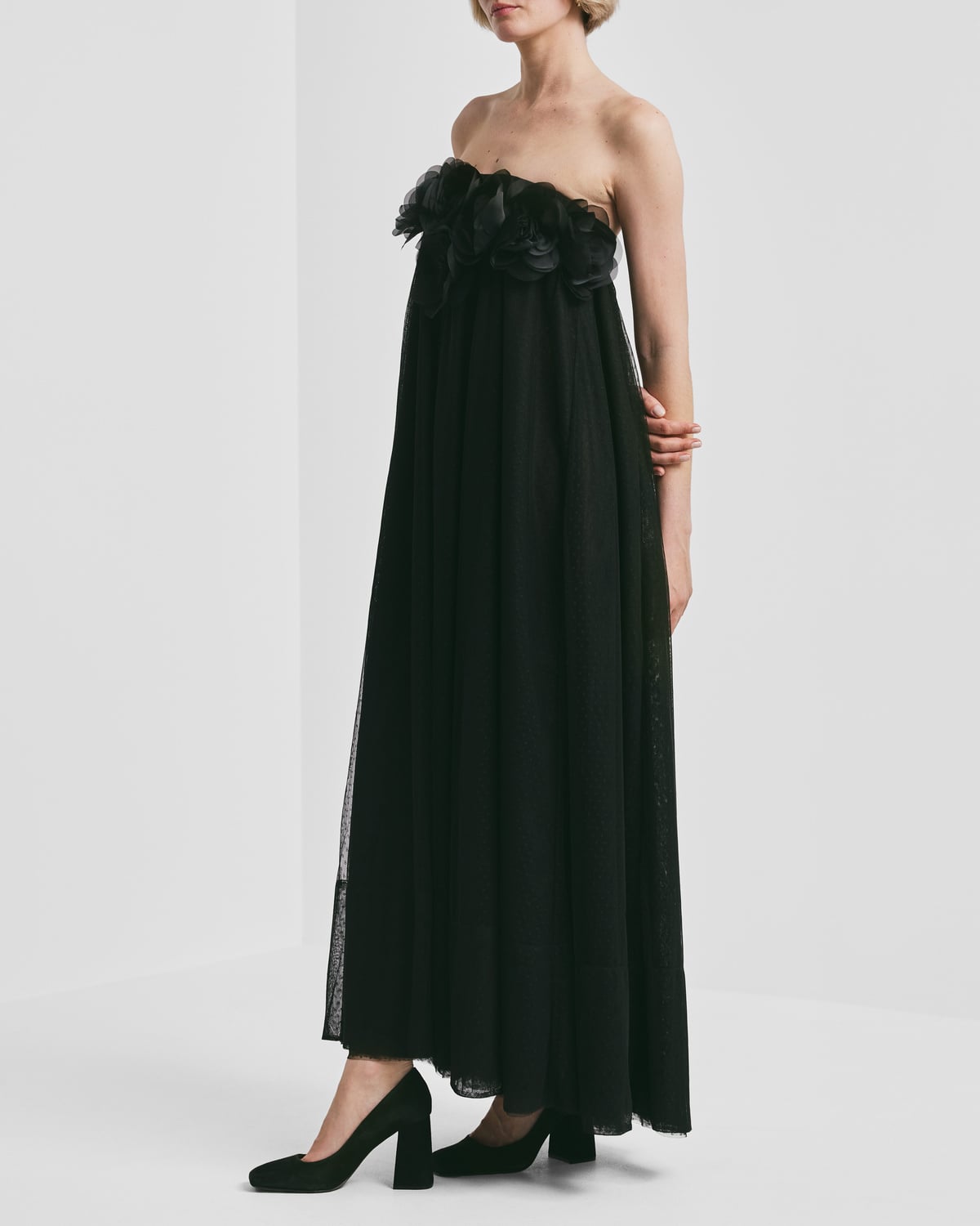 Tulle Decorated Dress, Black. Image #1