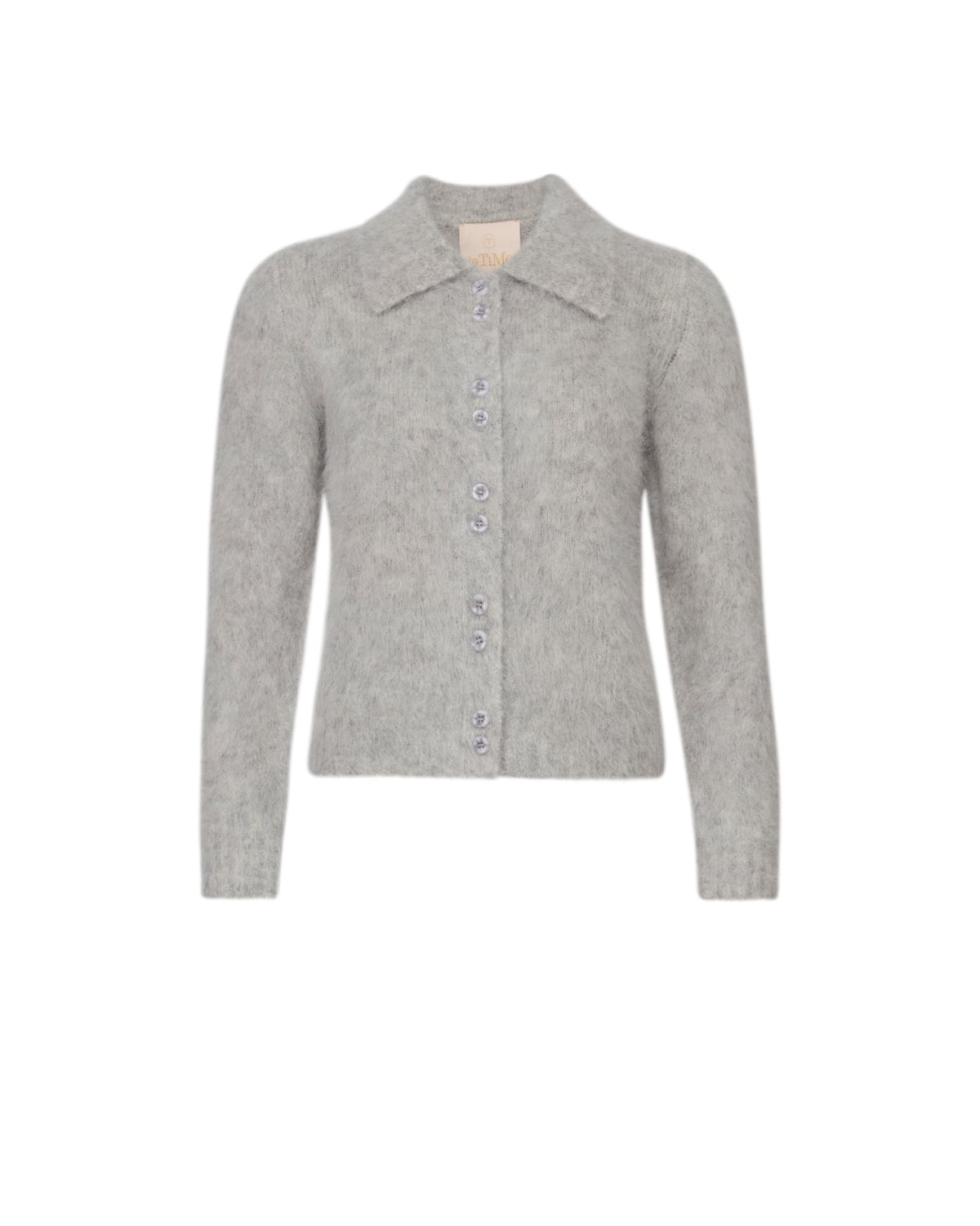 Hairy Knit Polo, Grey Melange. Image #1