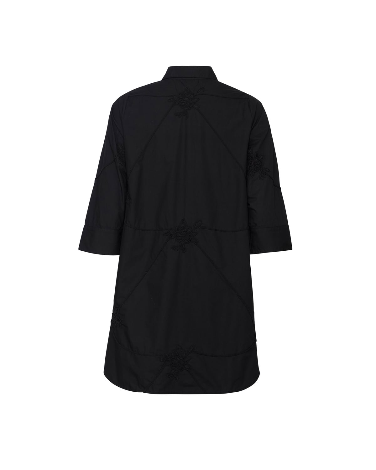 Embroidery Poplin Shirt Dress, Black. Image #2