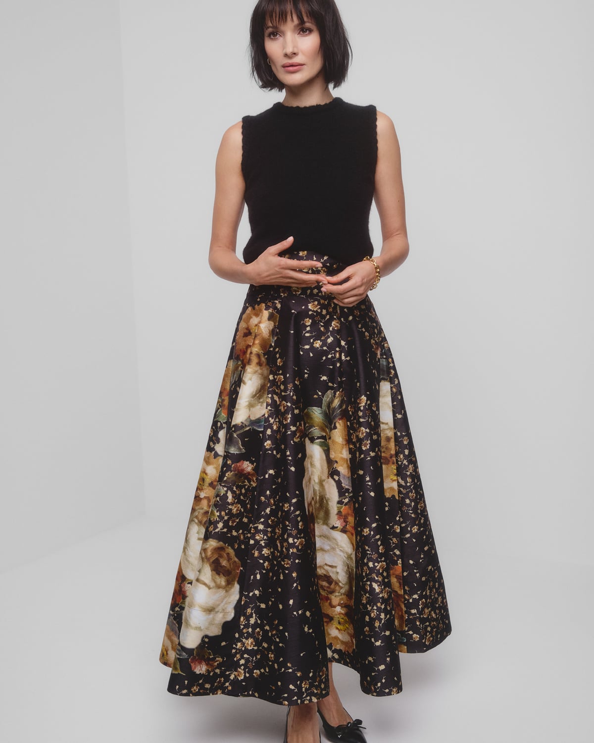 Taffeta Maxi Skirt, Dark Rose. Image #1