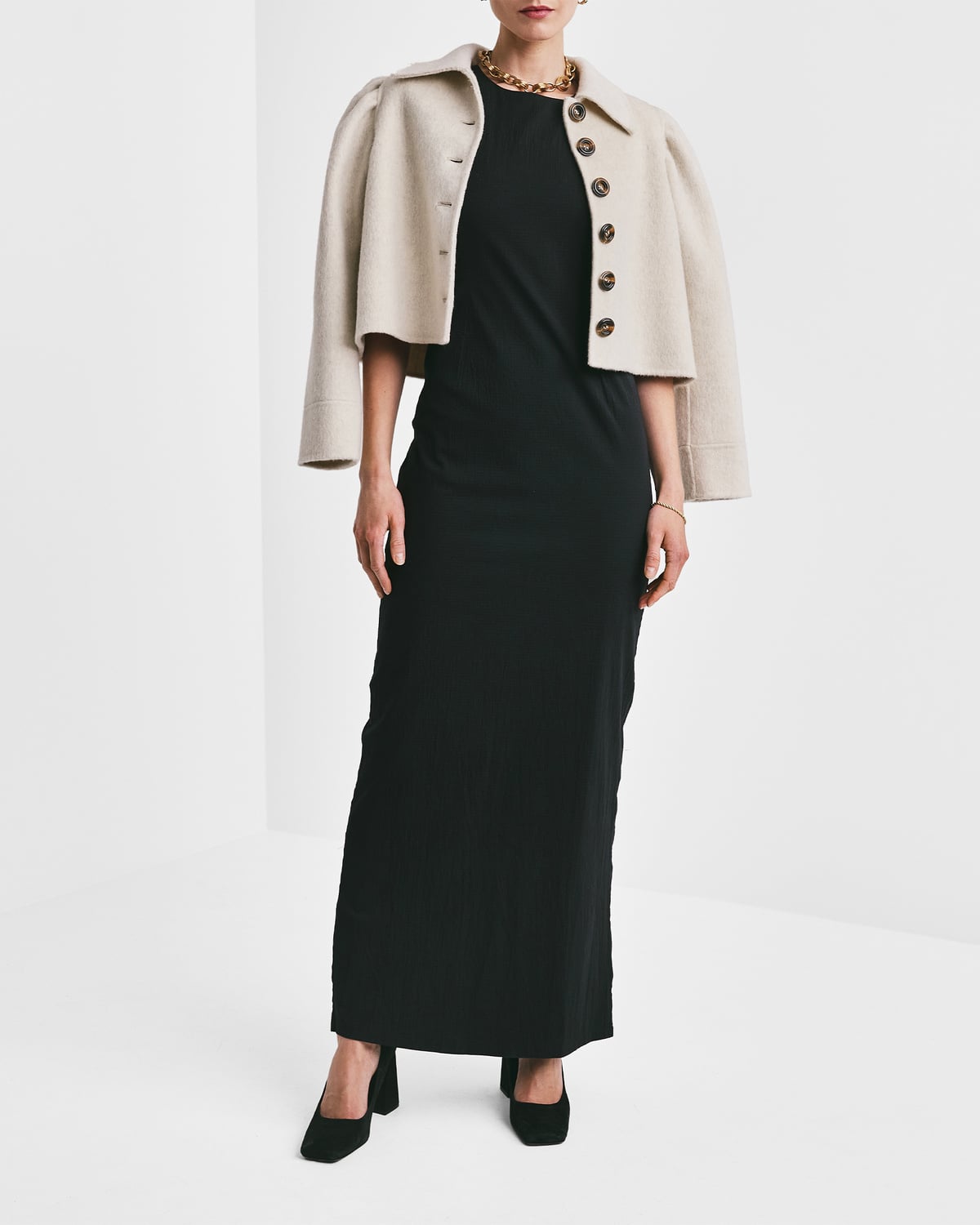 Tailored Cropped Jacket, Vintage White. Image #2