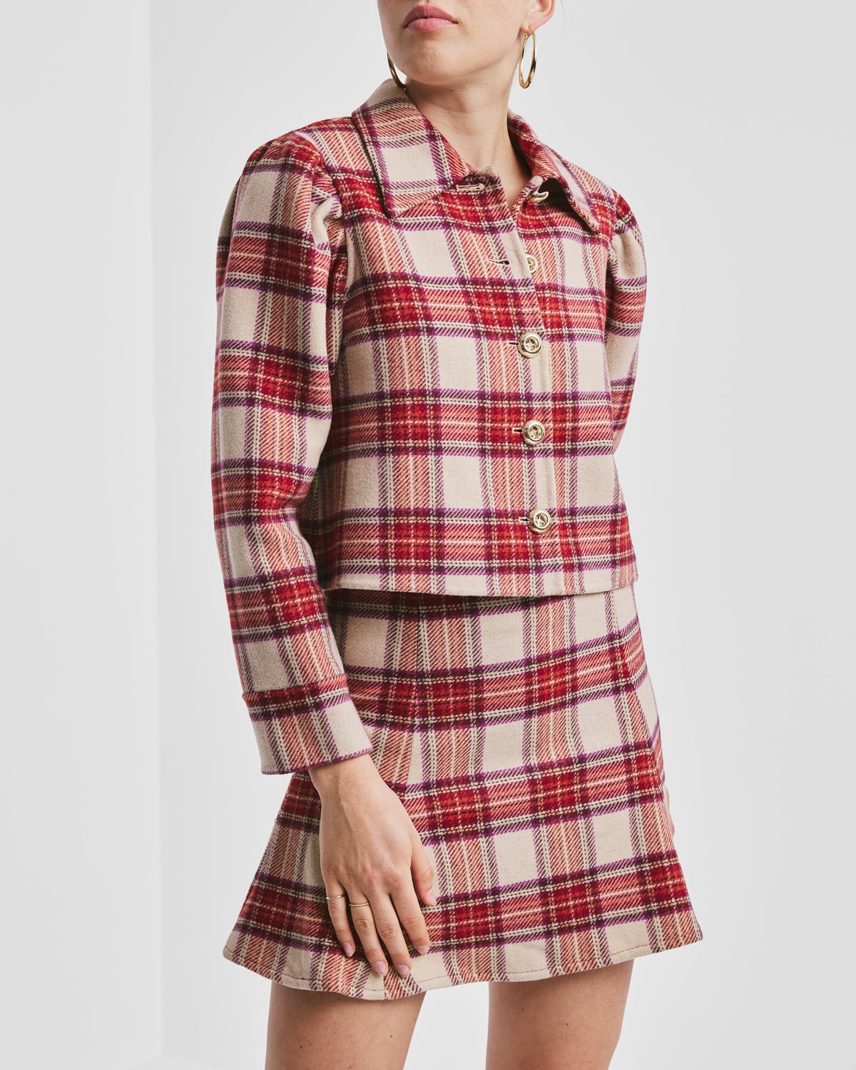 Tailored Cropped Jacket, Checks. Image #2