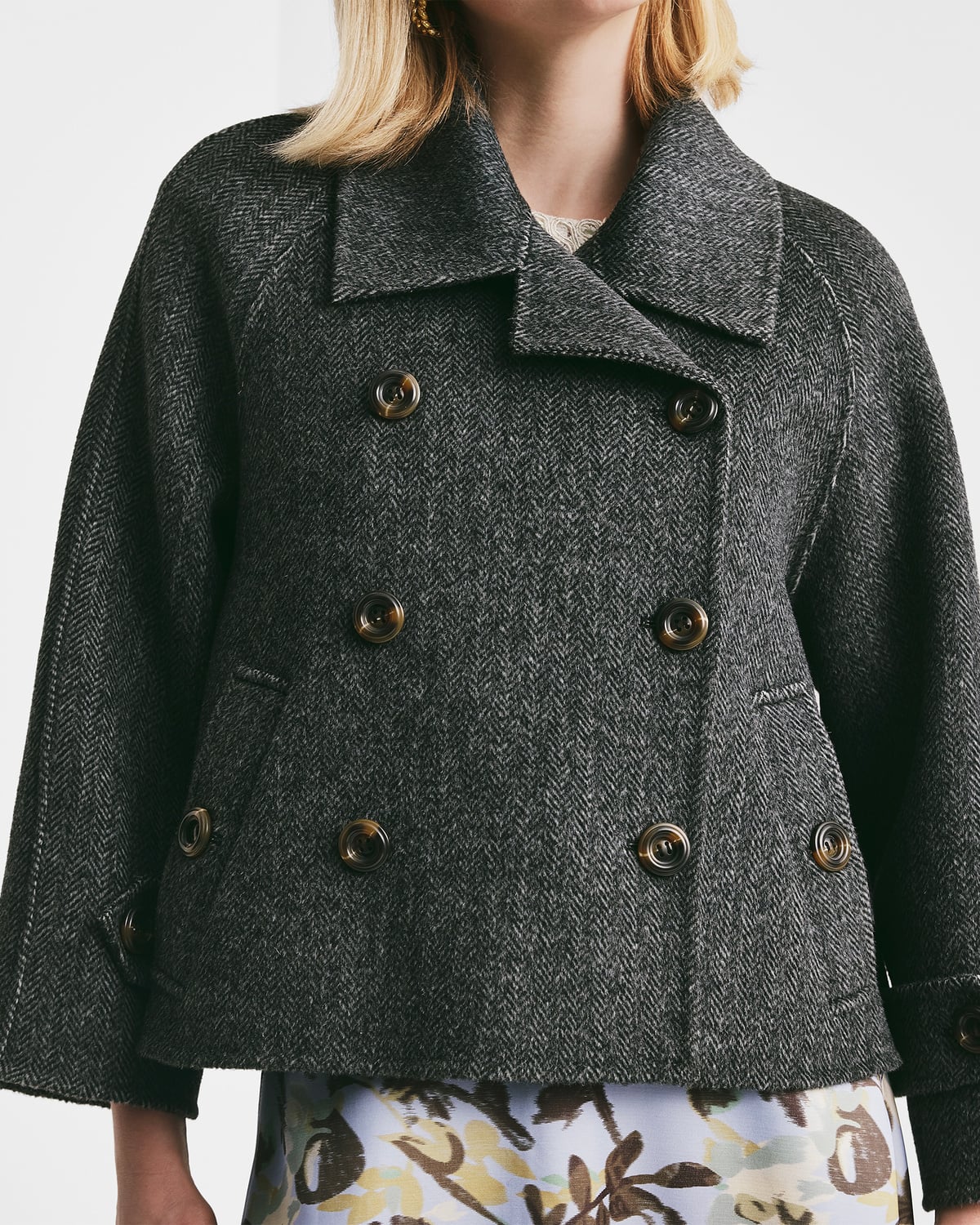 Tailored A-line Jacket, Grey Melange. Image #1