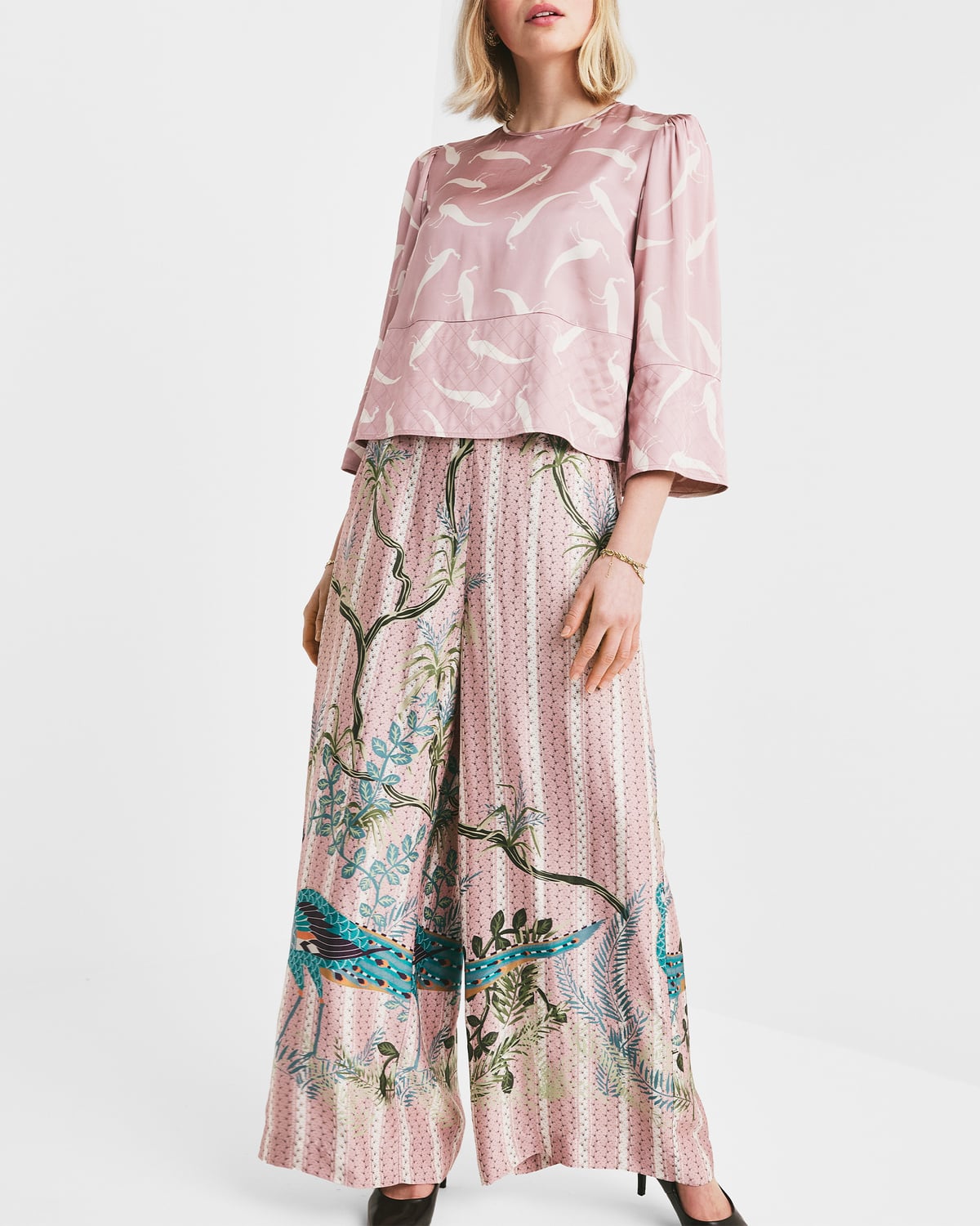 Satin Trousers, Peacock. Image #3