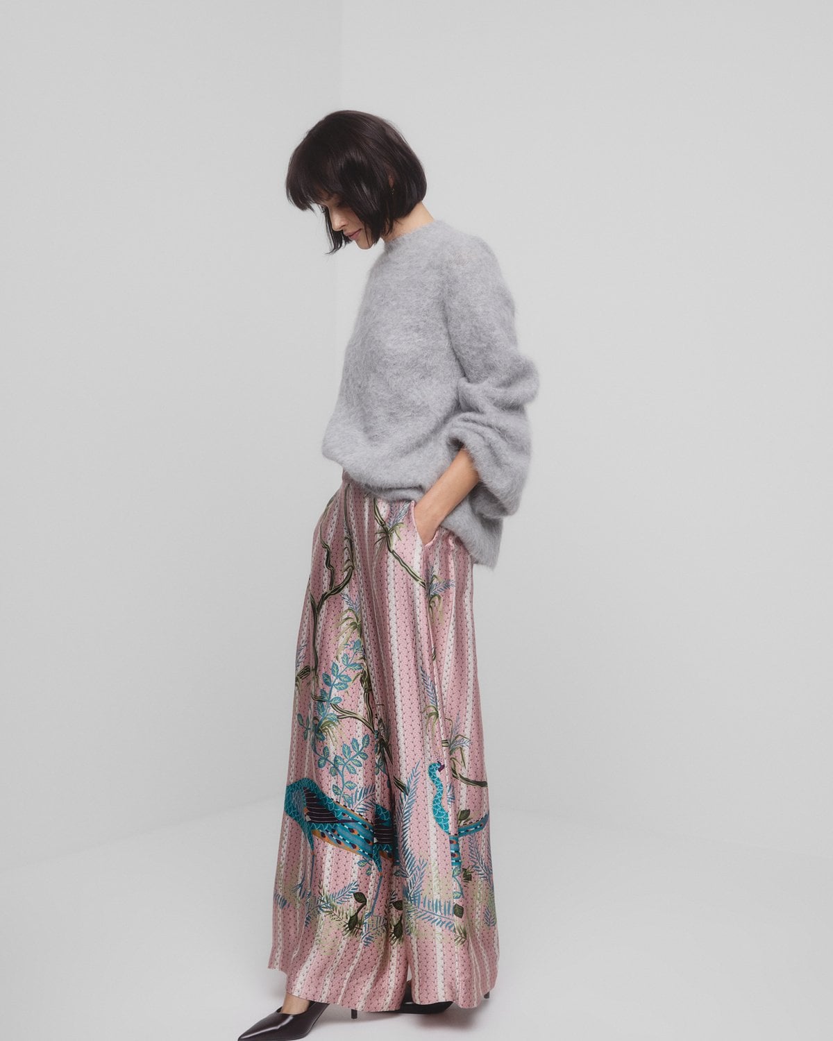 Satin Trousers, Peacock. Image #1