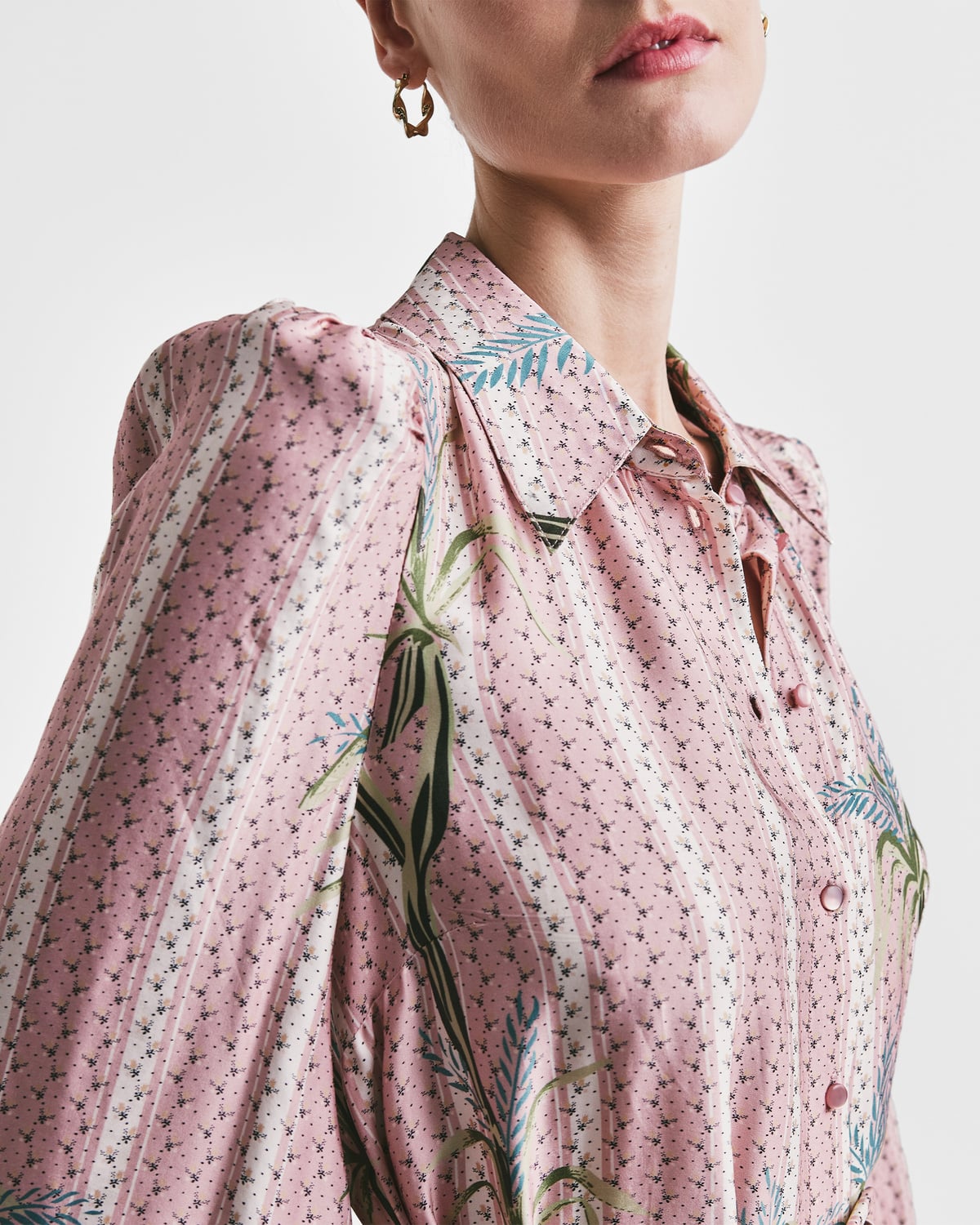 Satin Button-Down Dress, Peacock. Image #4