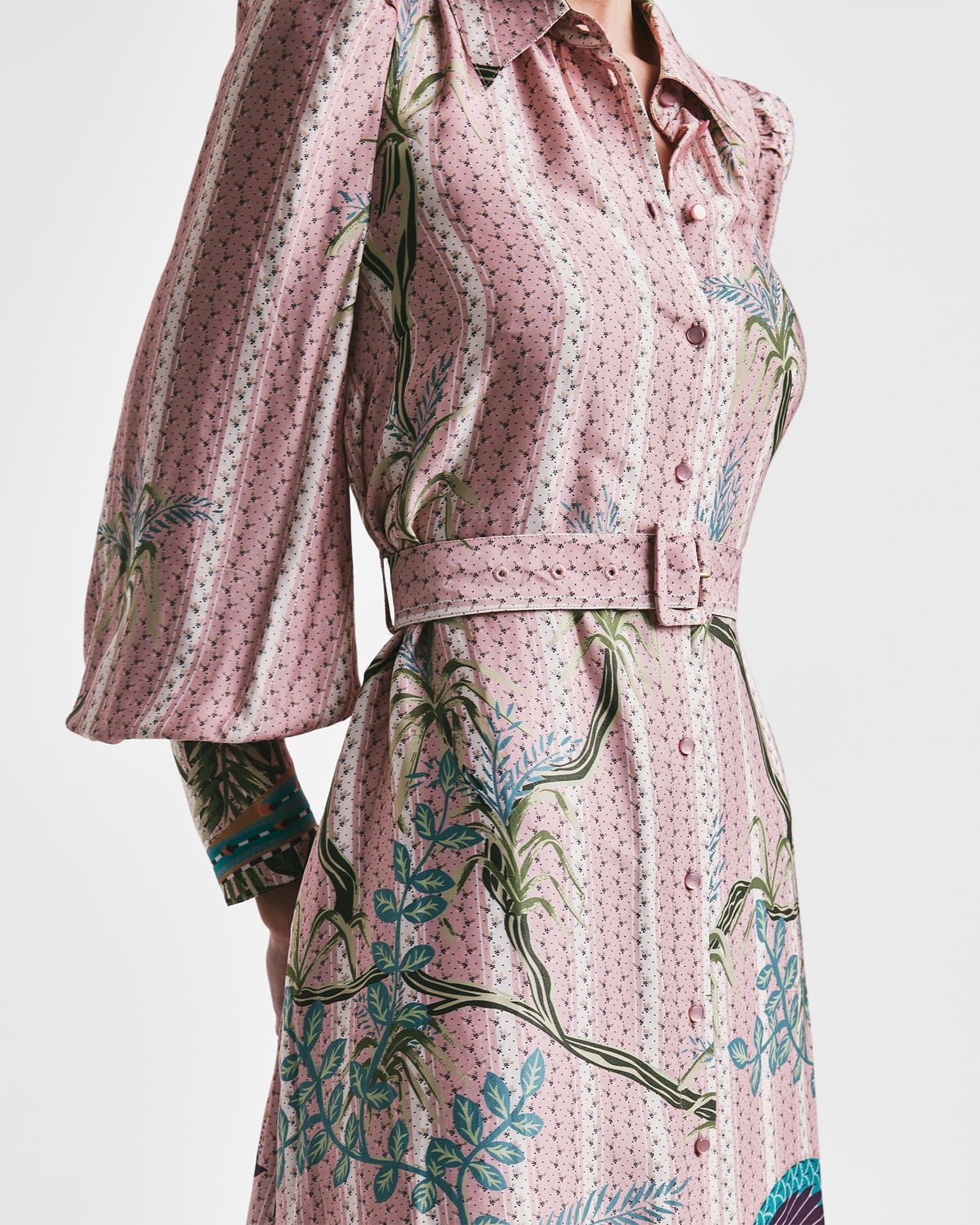 Satin Button-Down Dress, Peacock. Image #5