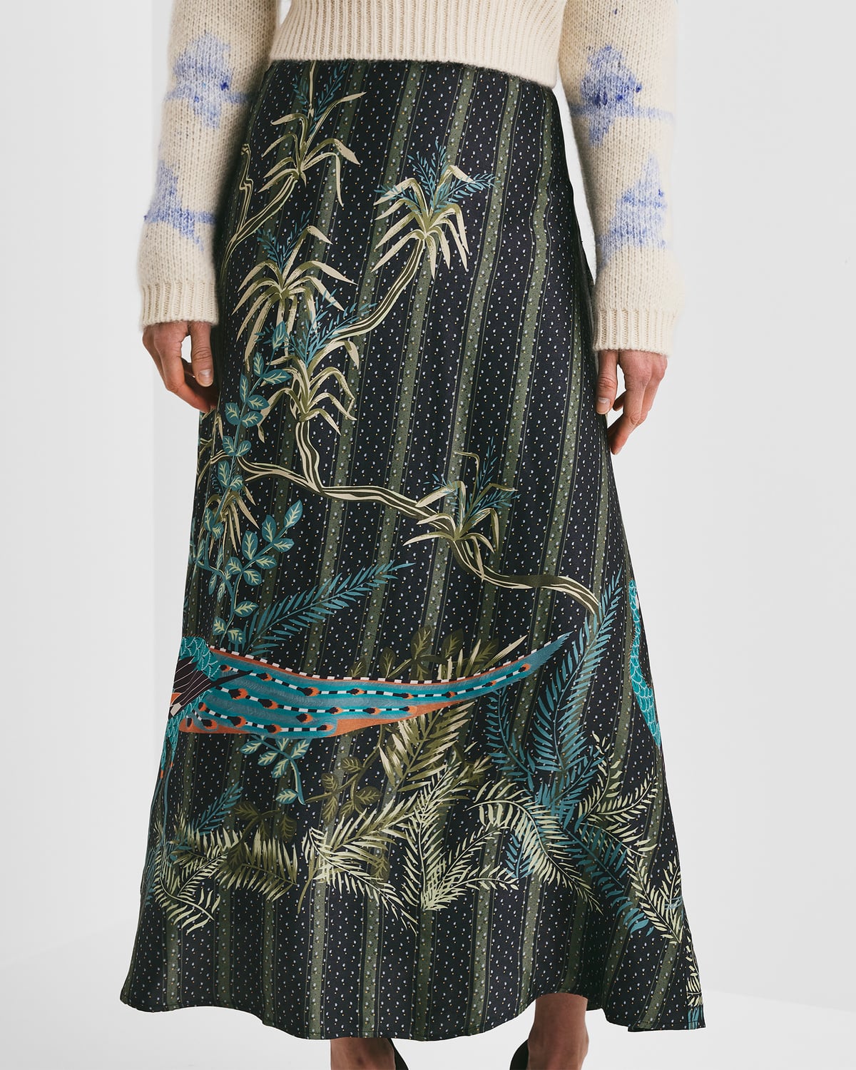 Satin Skirt, Green Peacock. Image #2