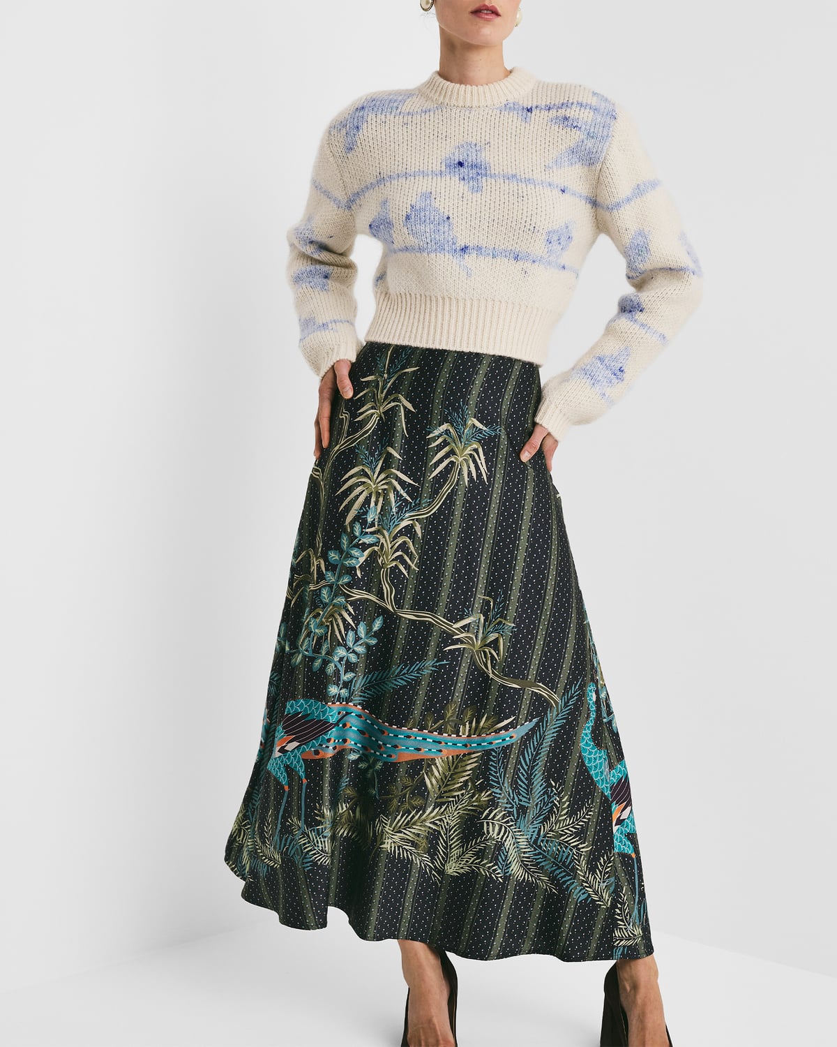 Satin Skirt, Green Peacock. Image #1